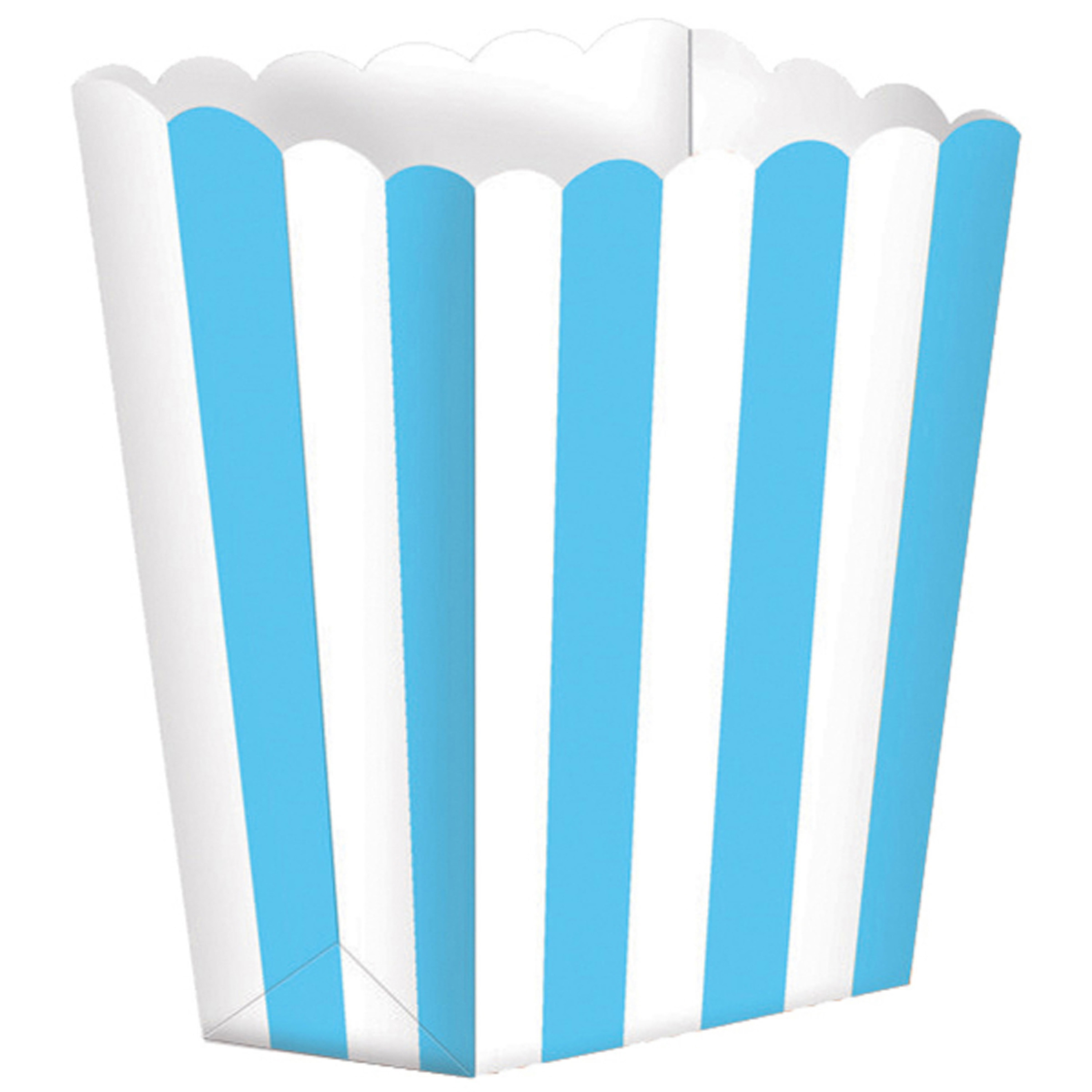 5x stuks Popcorn-snoep bakjes licht blauw-wit