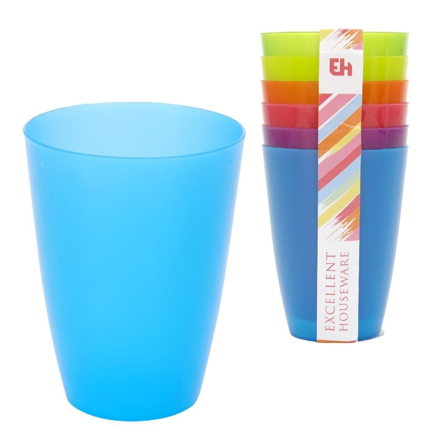 6x Gekleurde drinkbekers/mokken kunststof 10 cm voor kinderen