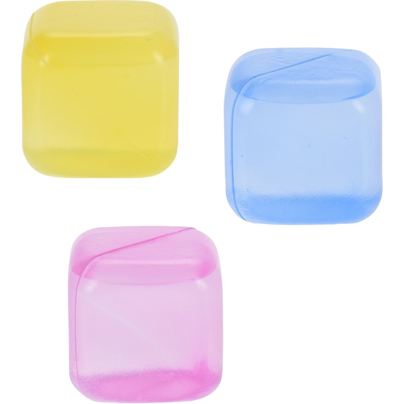 6x Plastic grote herbruikbare ijsklontjes/ijsblokjes gekleurd