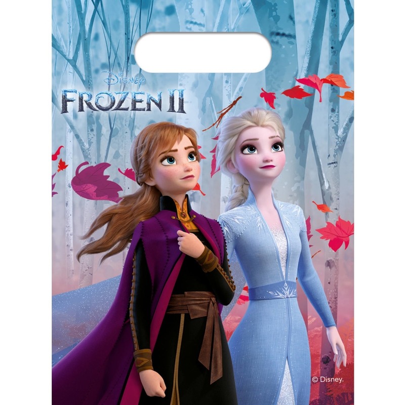 6x stuks Disney Frozen 2 themafeest uitdeelzakjes