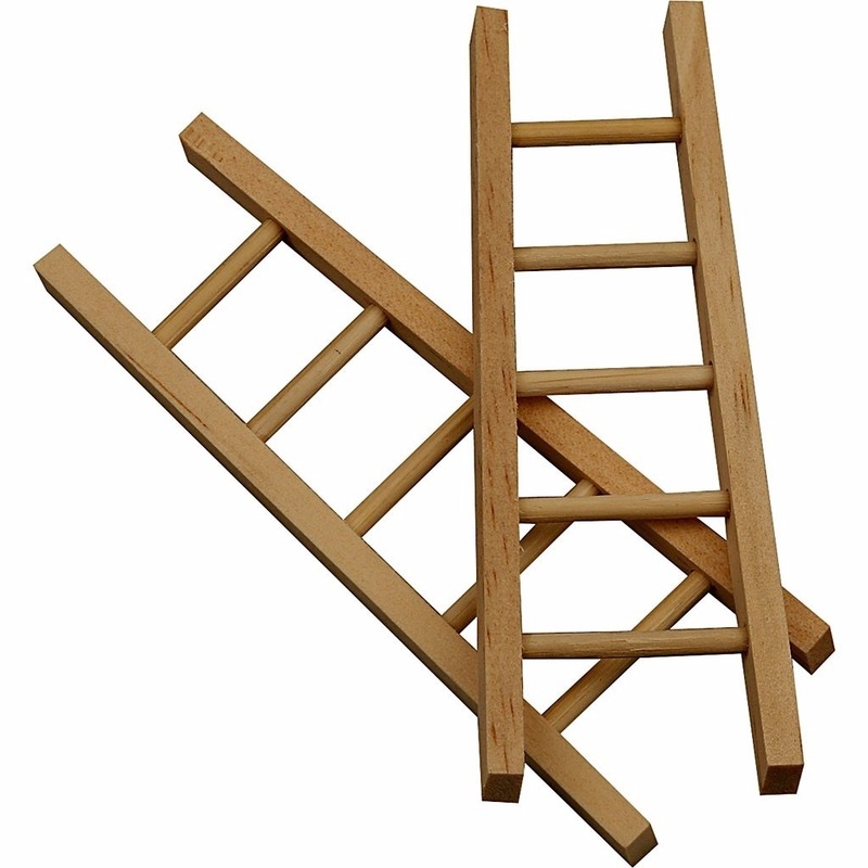 6x stuks houten mini laddertjes 10 cm