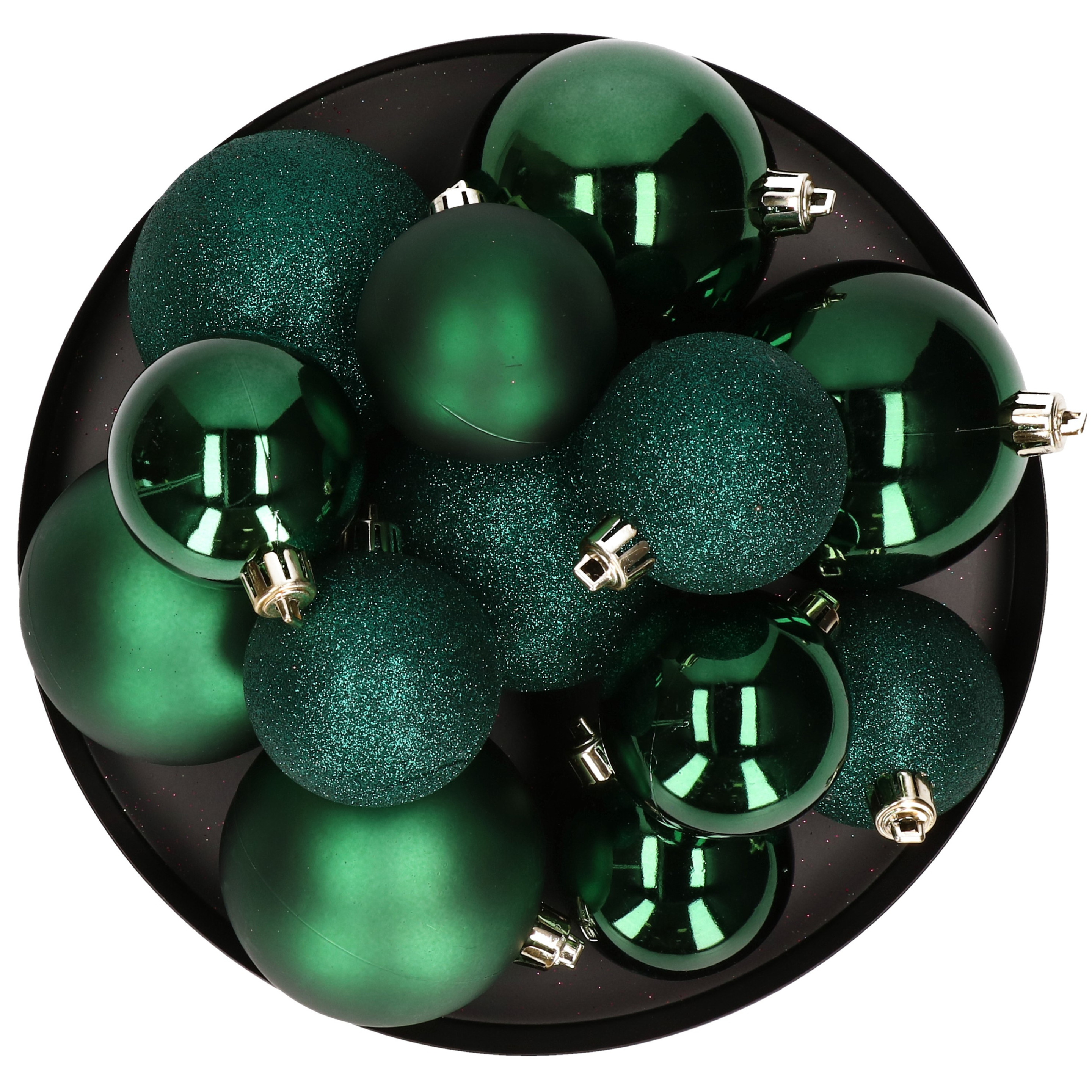 6x stuks kerstballen 8 cm donkergroen kunststof mat-glans-glitter