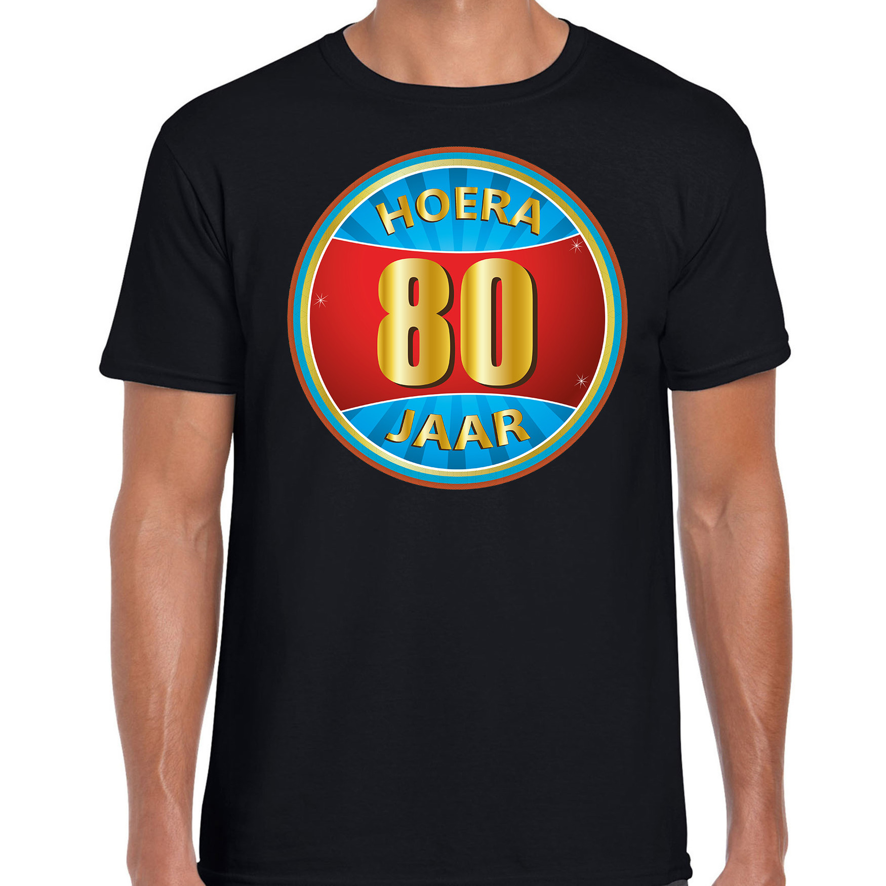 80e verjaardag cadeau t-shirt hoera 80 jaar zwart voor heren