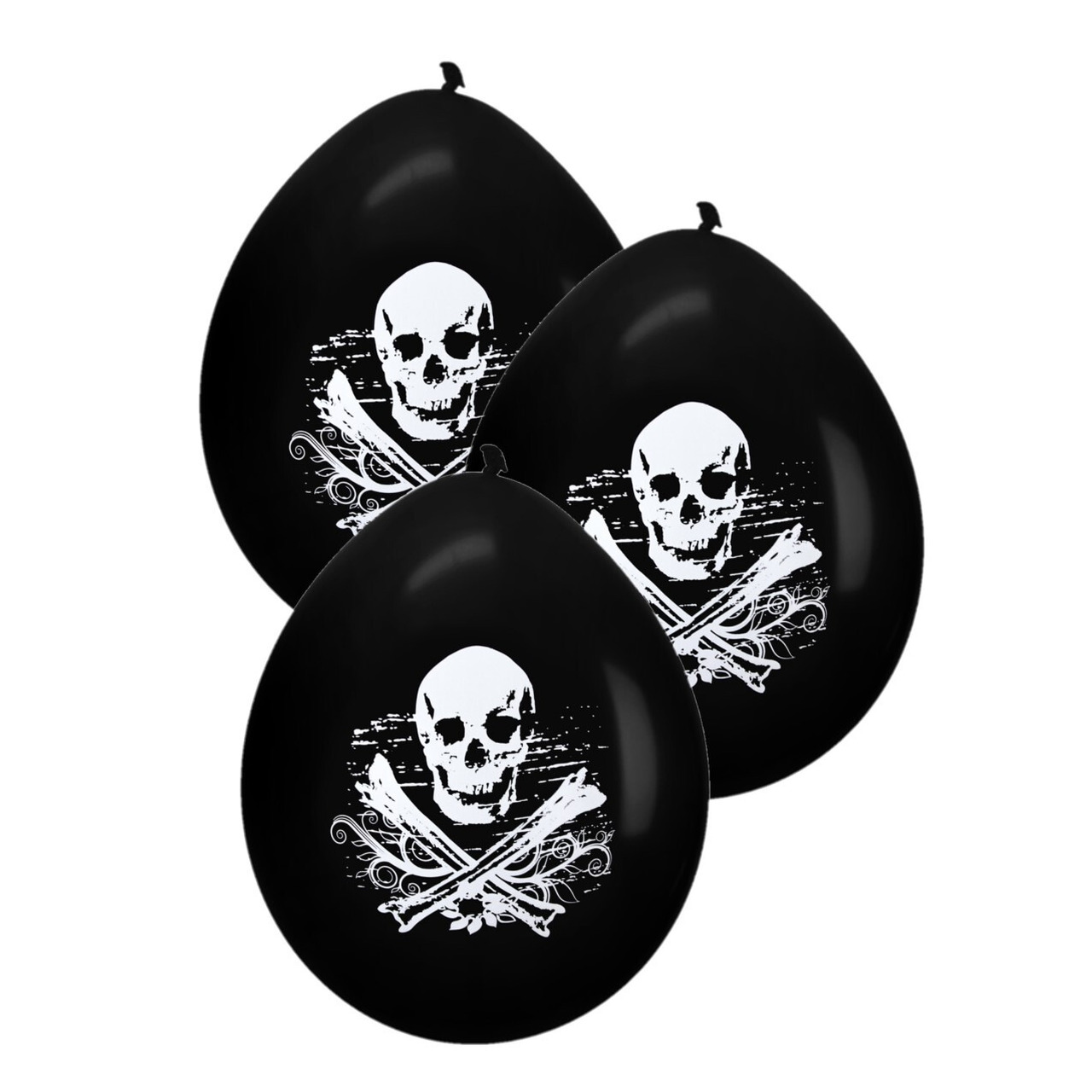 8x Piraten feestje ballonnen met schedel zwart 28 cm