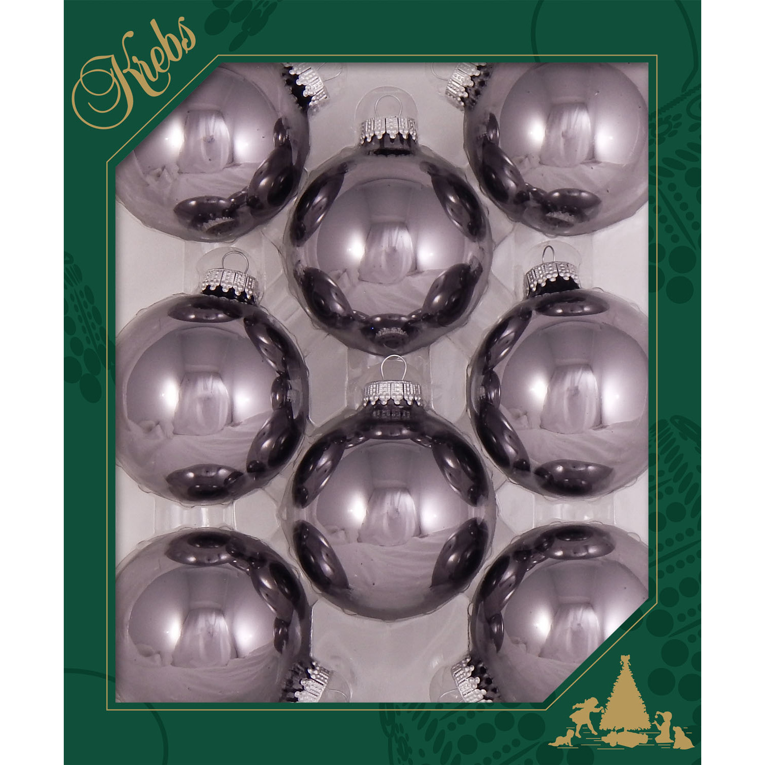 8x stuks glazen kerstballen 7 cm grijs-paars glans