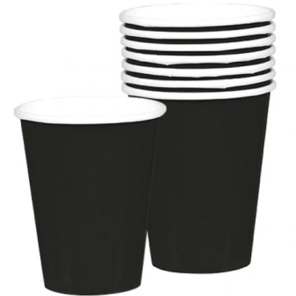 Table set color black 16x plates/16x drinkcups/20x napkins