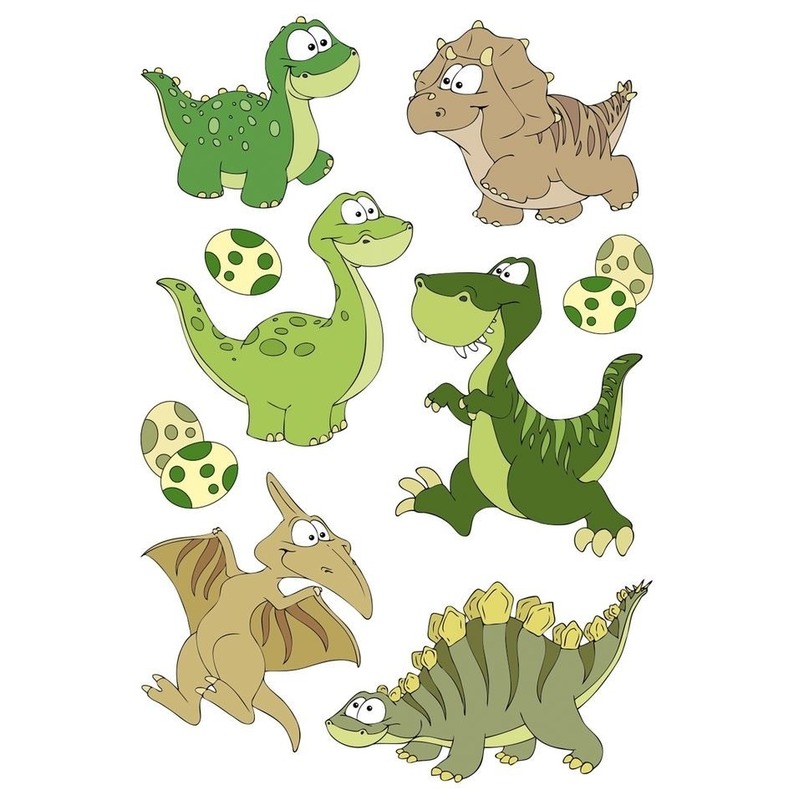 9x Dinosaurus dieren stickers met 3D effect met wiebeloogjes