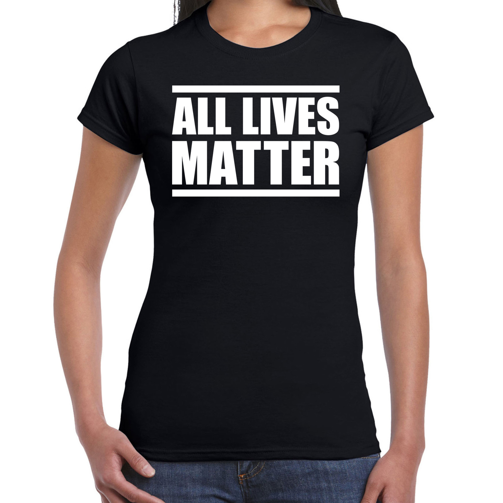 All lives matter demonstratie-protest t-shirt zwart voor dames
