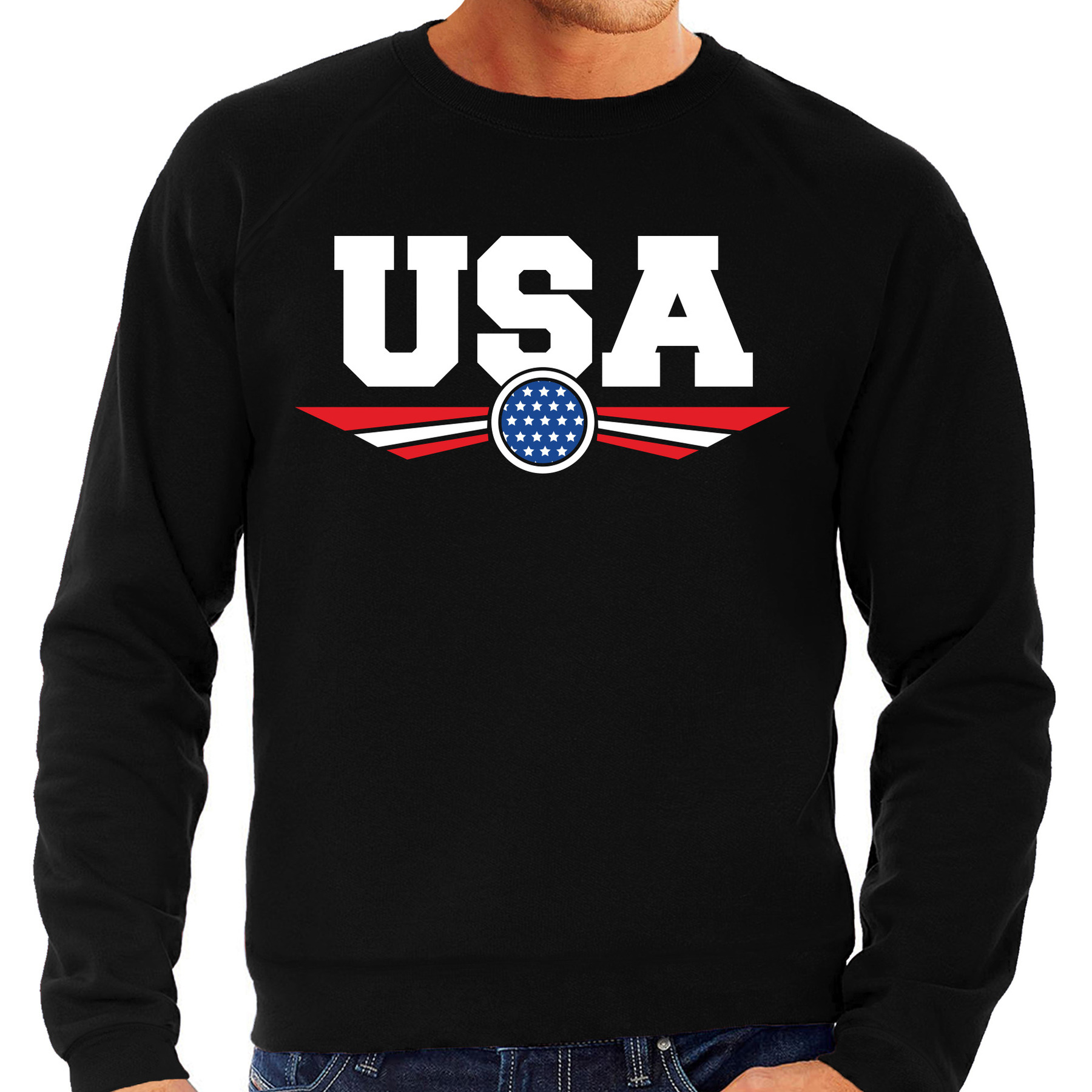 Amerika - America - USA landen sweater - trui zwart heren