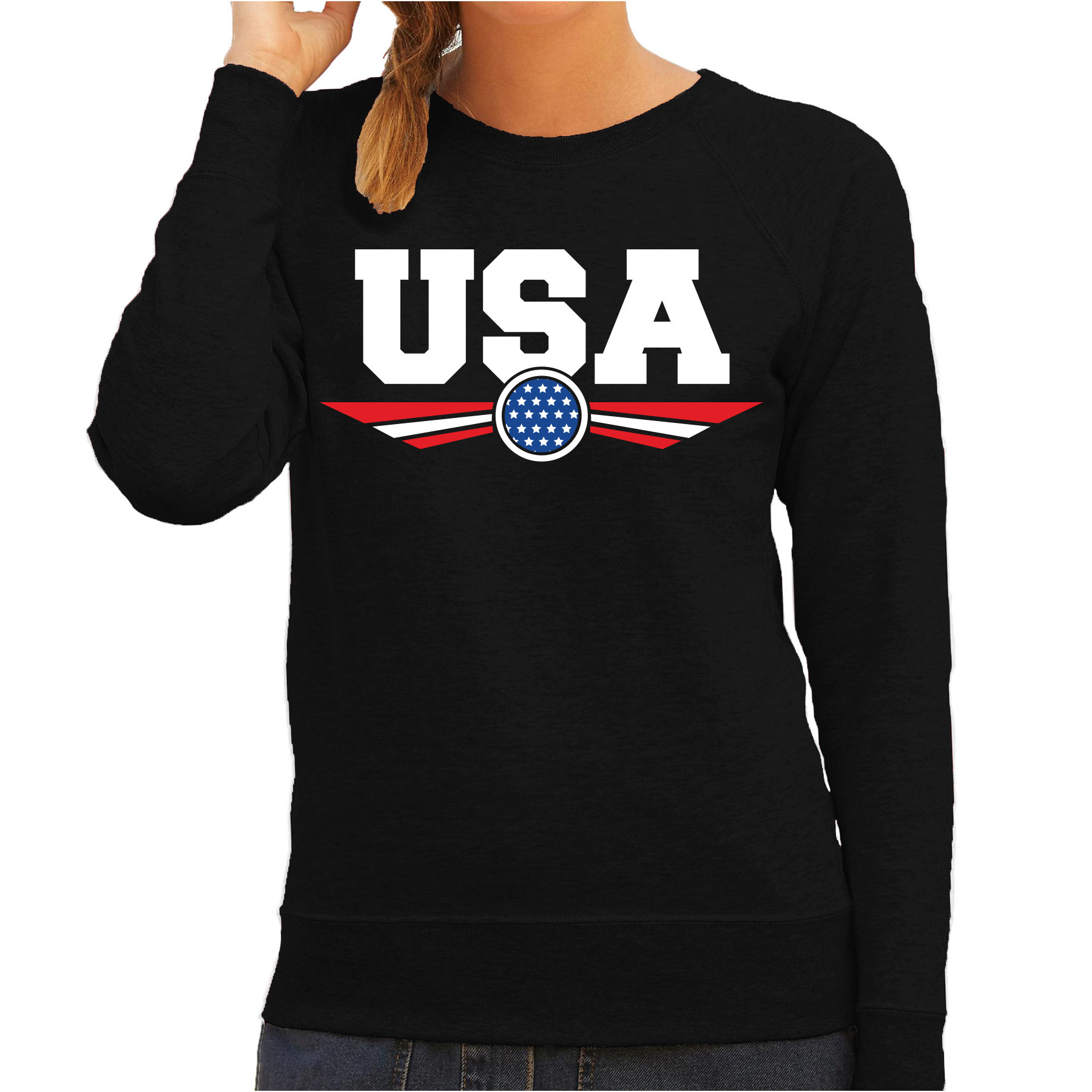 Amerika - America - usa landen sweater zwart dames