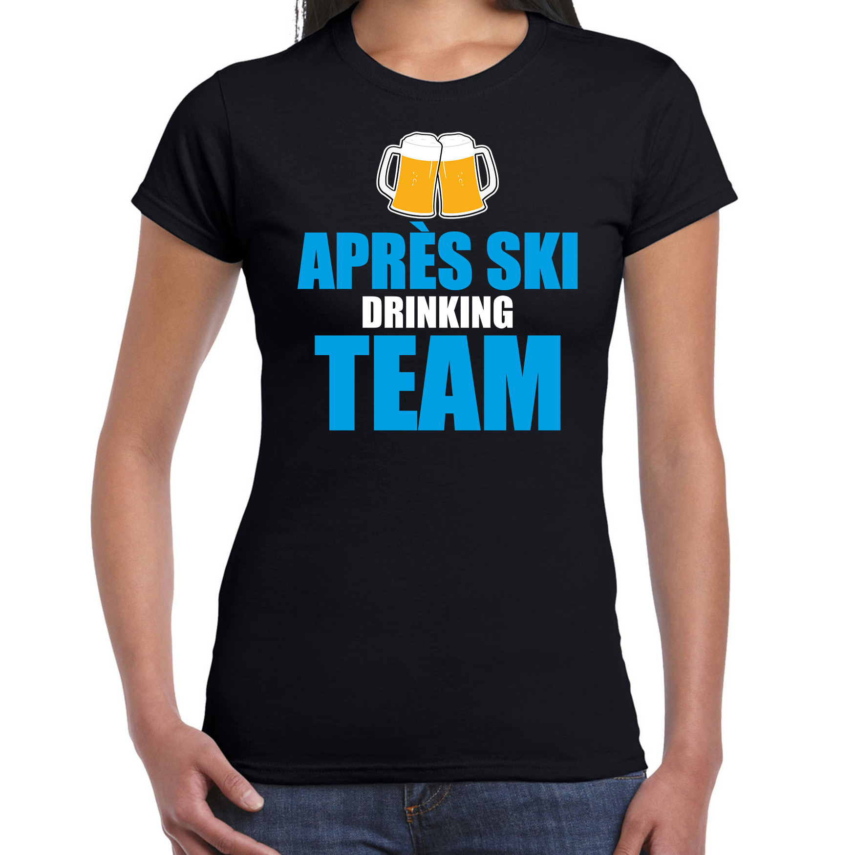 Apres ski t-shirt Apres ski drinking team bier zwart dames Wintersport shirt Foute apres ski ou