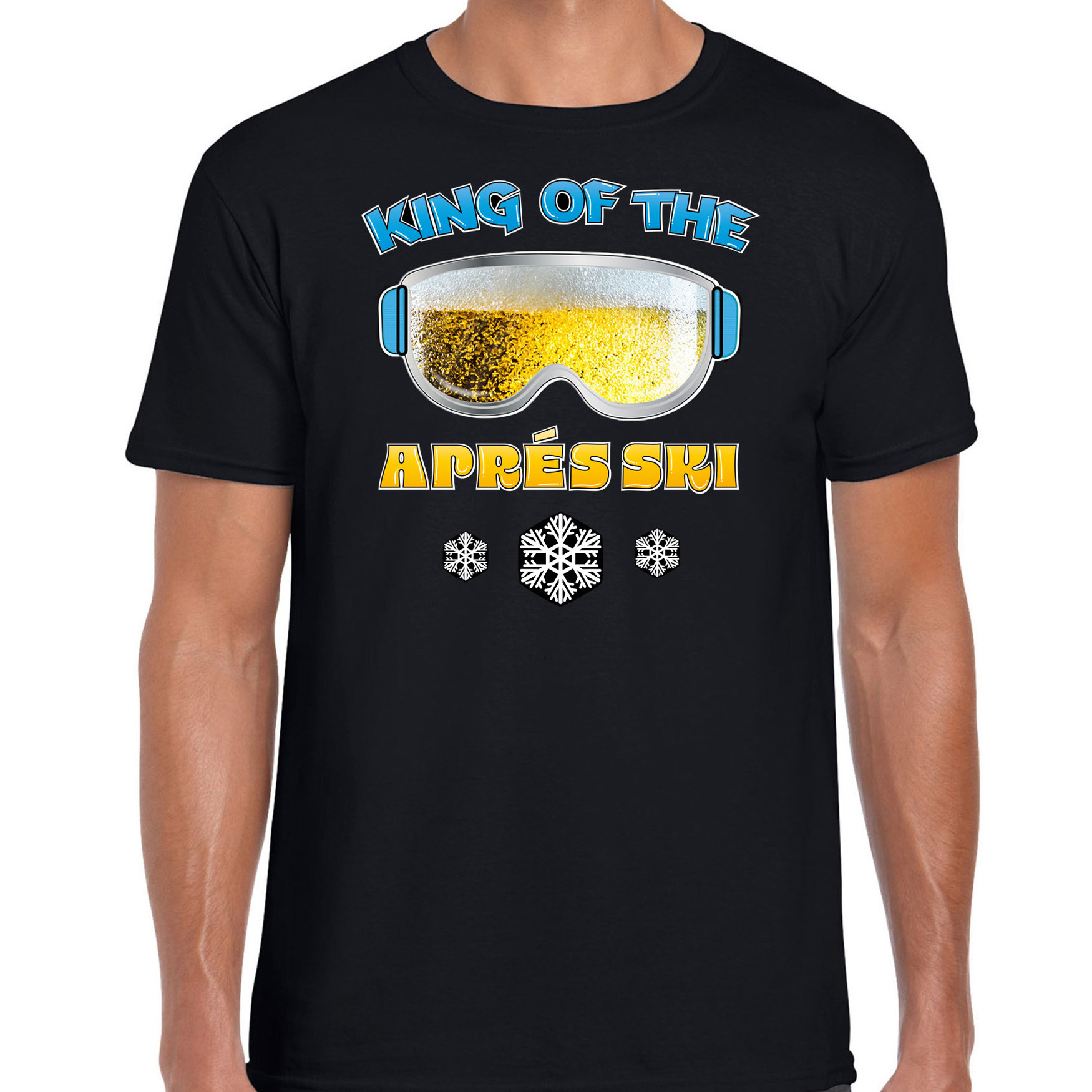 Apres ski t-shirt voor heren king of the apres ski zwart wintersport bier