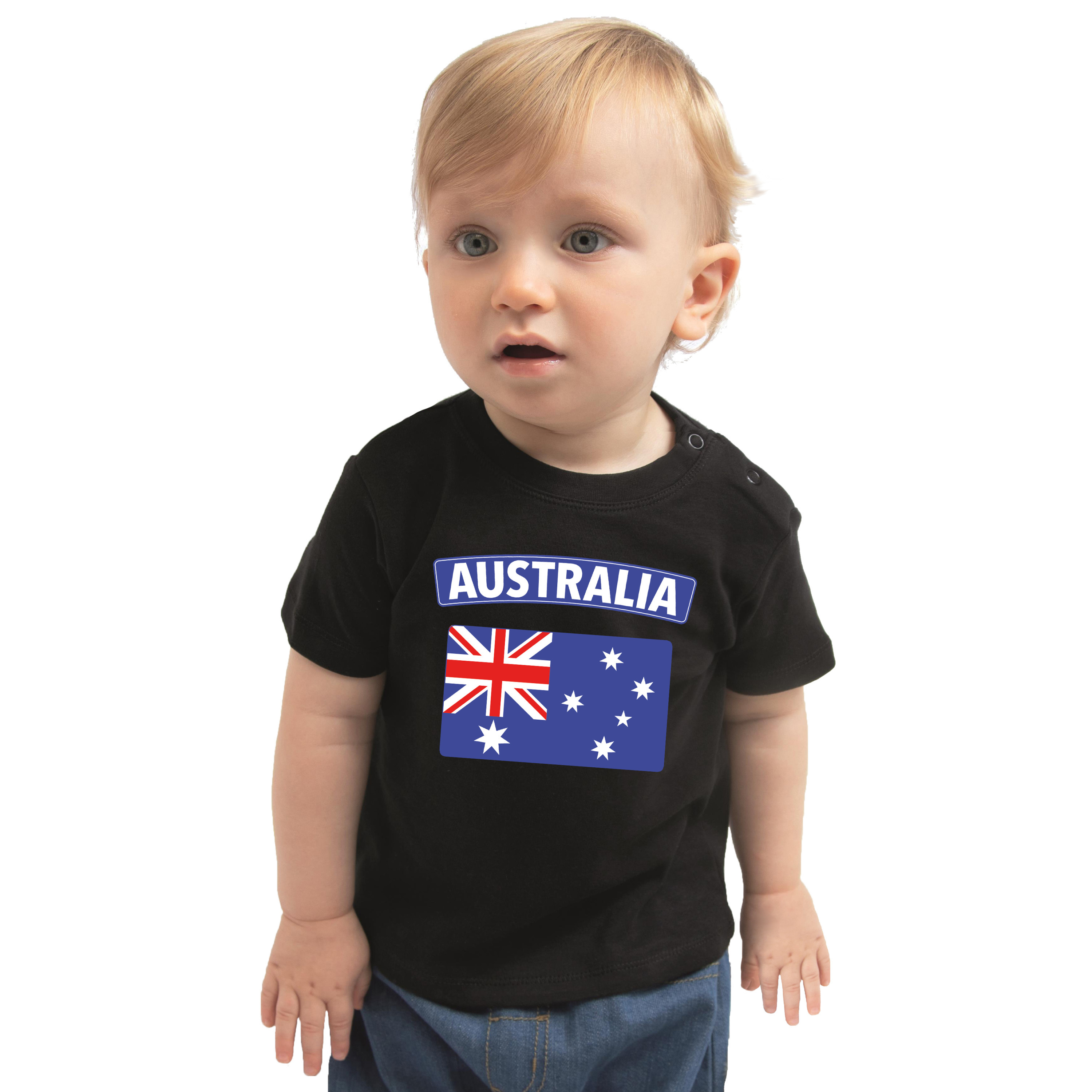 Australia t-shirt met vlag Australie zwart voor babys