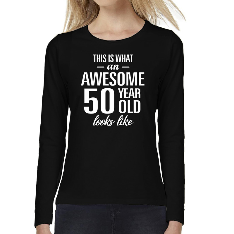 Awesome 50 year-50 jaar cadeau shirt long sleeves zwart dames