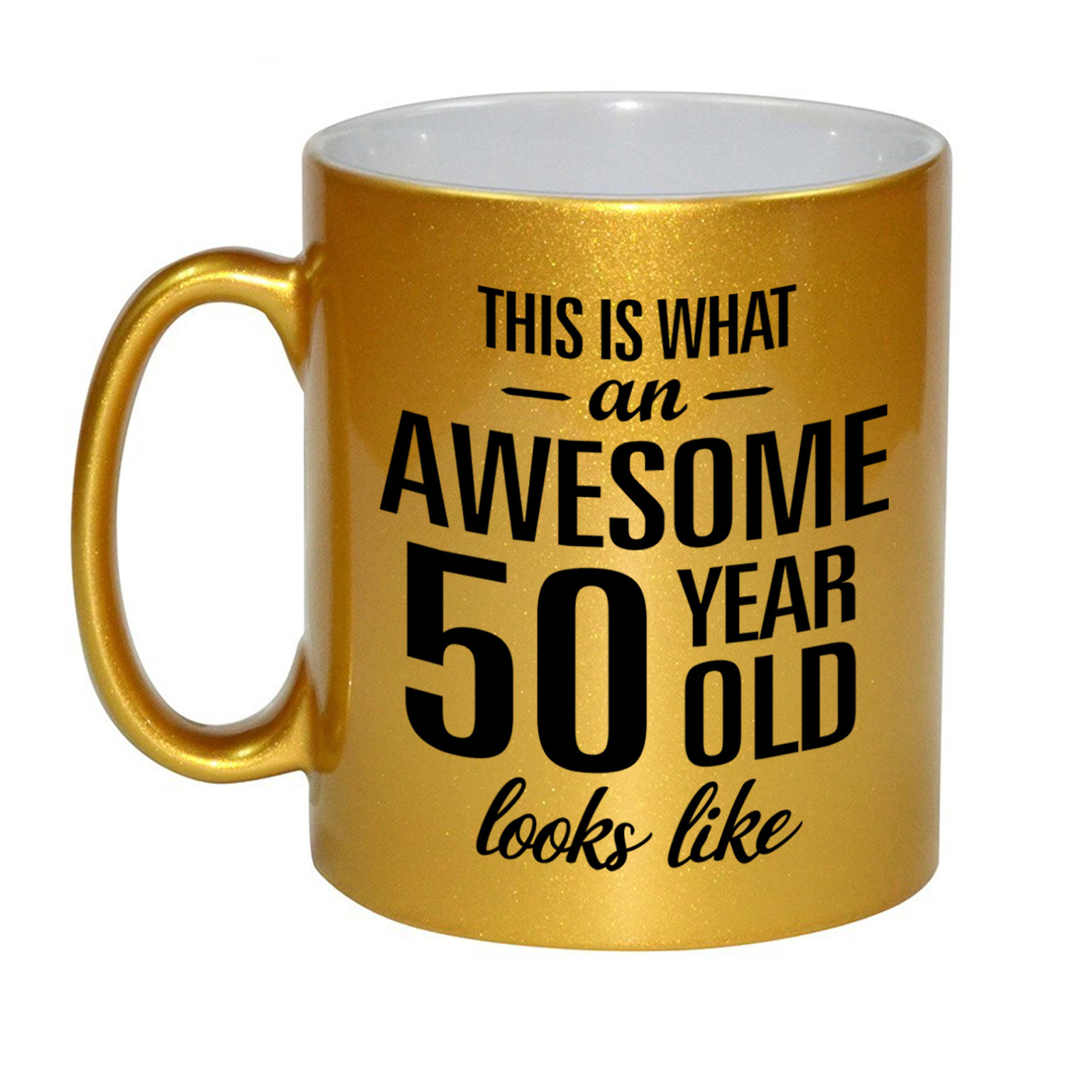 Awesome 50 year cadeau mok-beker goud 330 ml