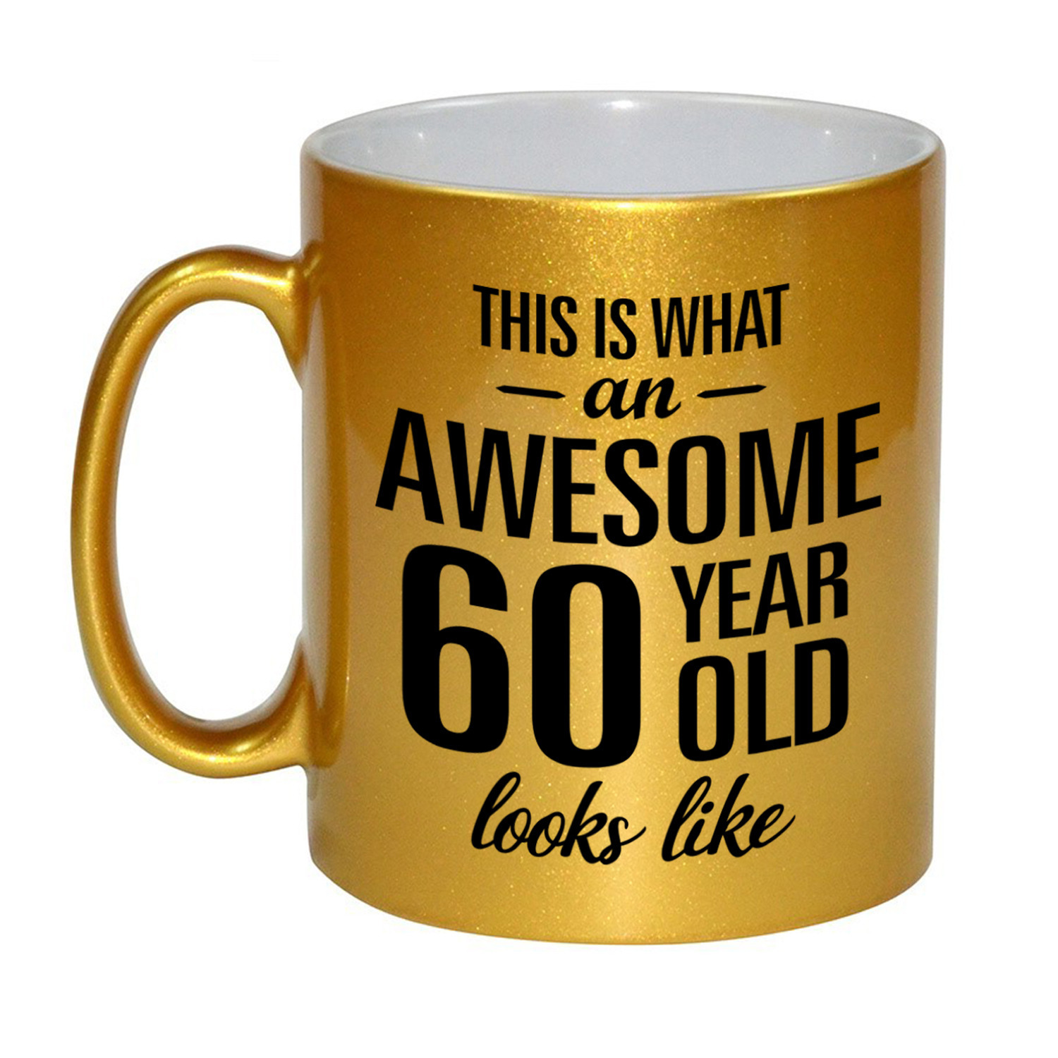 Awesome 60 year cadeau mok-beker goud 330 ml