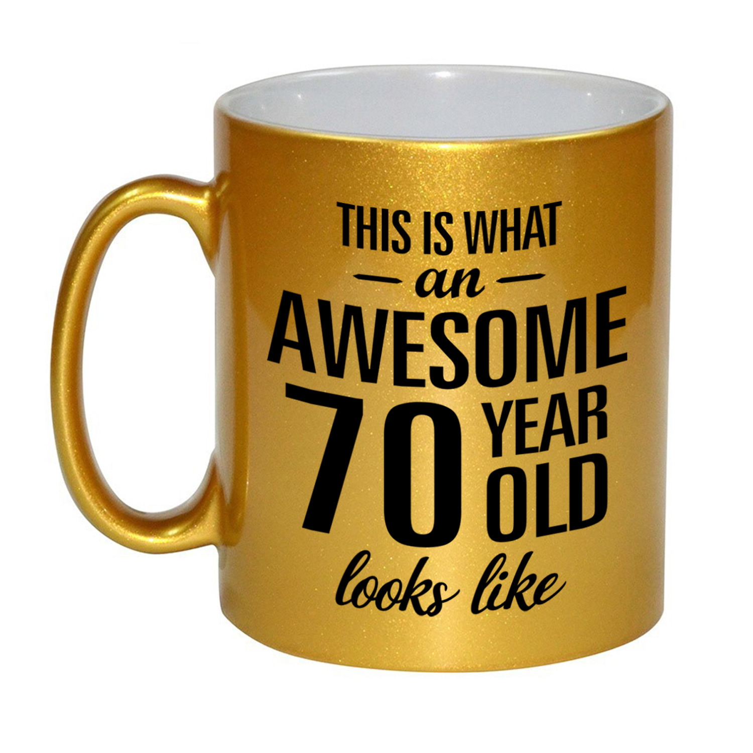 Awesome 70 year cadeau mok-beker goud 330 ml