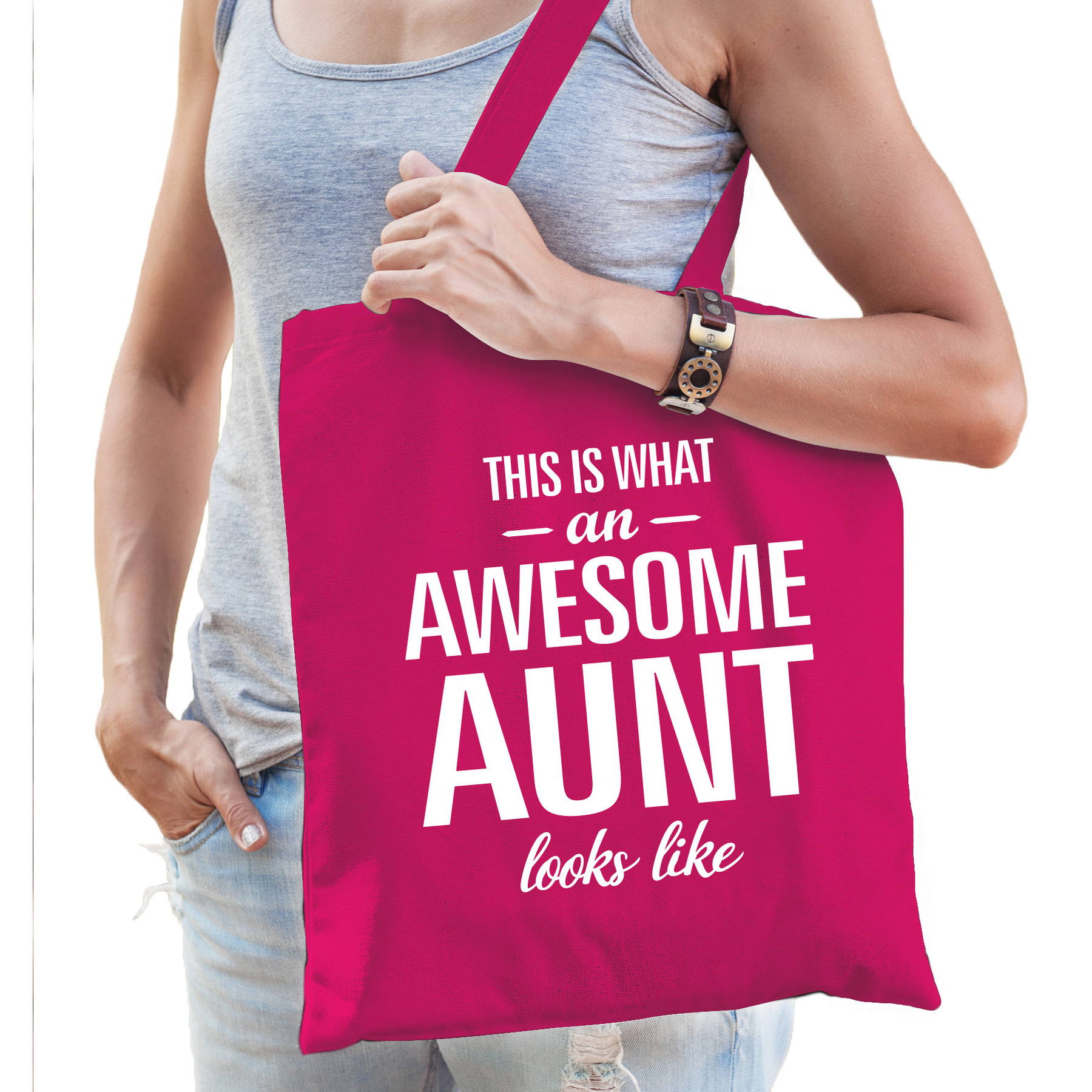 Awesome aunt-tante cadeau tas roze voor dames