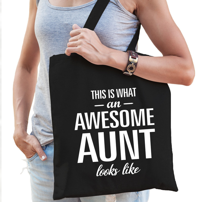 Awesome aunt-tante cadeau tas zwart voor dames