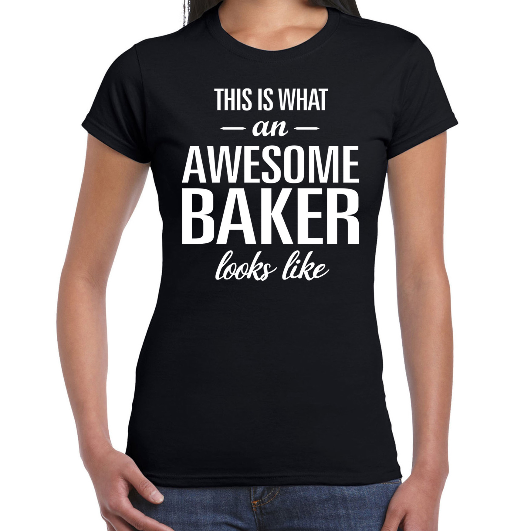 Awesome baker-geweldige bakker cadeau t-shirt zwart voor dames