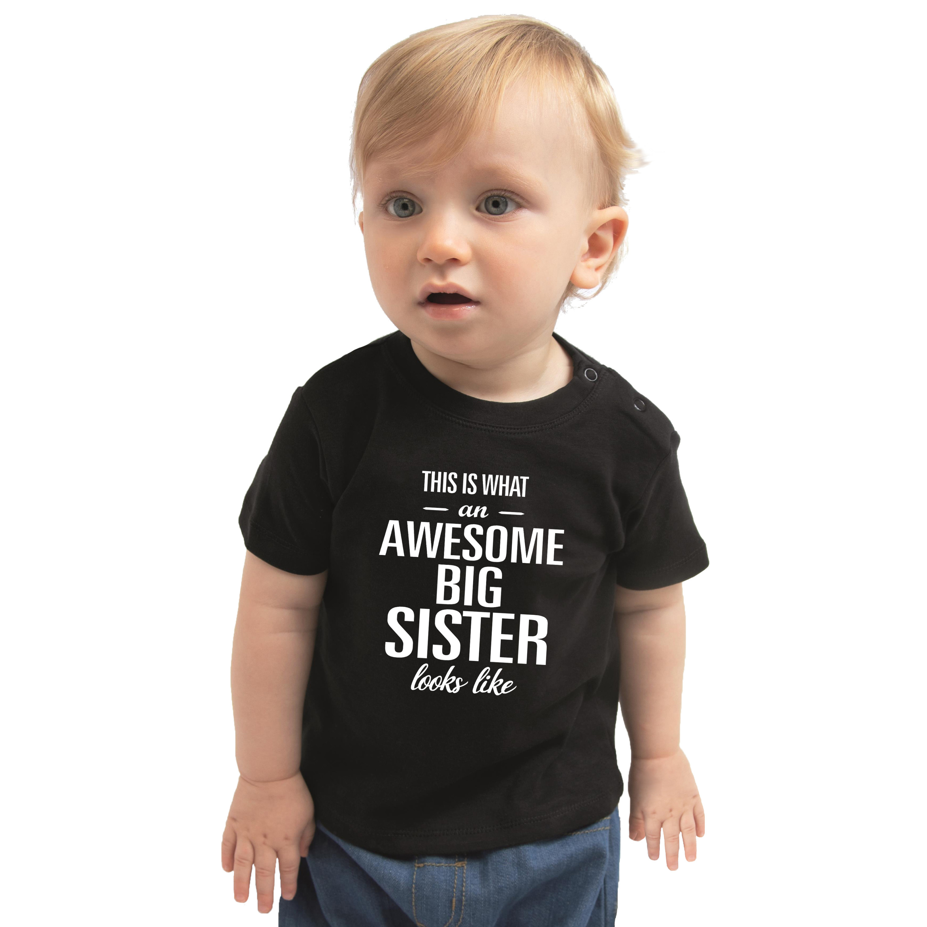 Awesome big sister/ grote zus cadeau t-shirt zwart peuters - meisjes