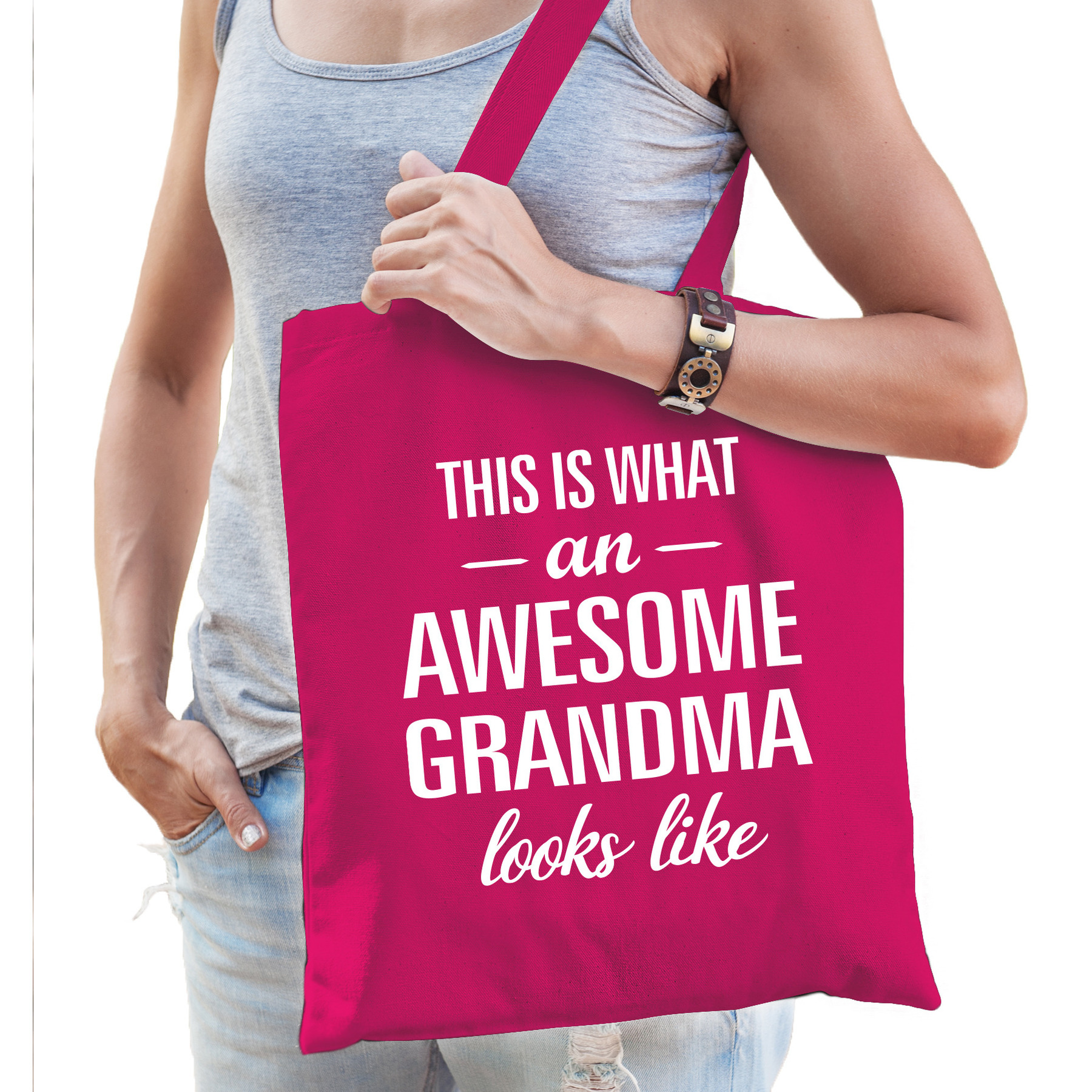 Awesome grandma-oma cadeau tas roze voor dames