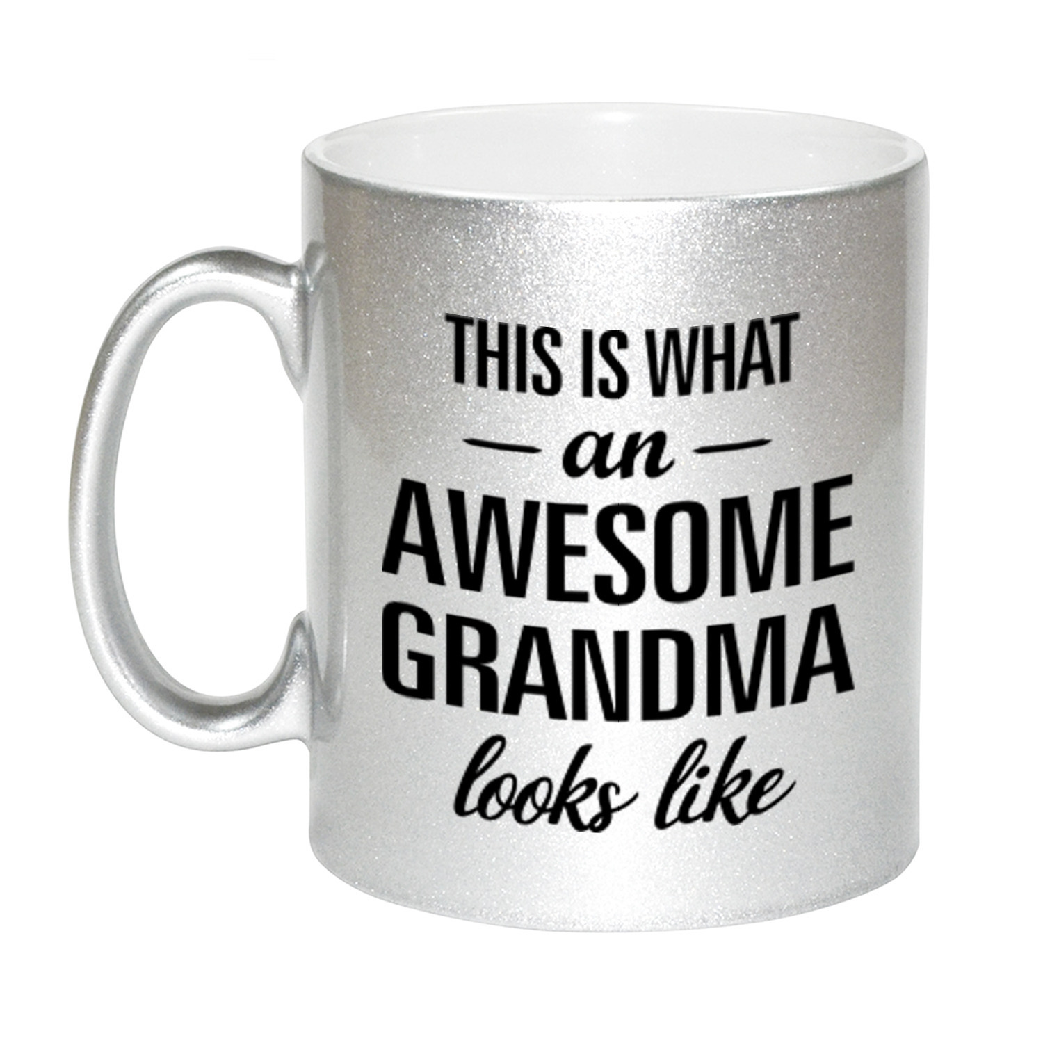 Awesome grandma-oma zilveren cadeau mok-beker 330 ml