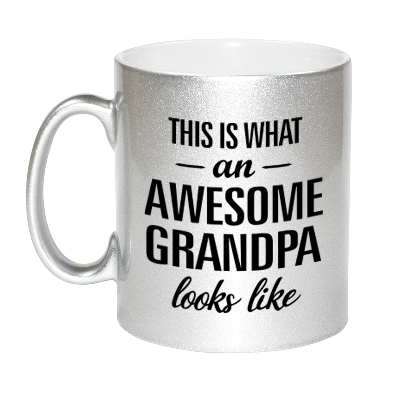 Awesome grandpa-opa zilveren cadeau mok-beker 330 ml