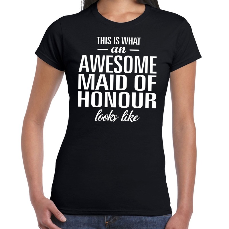 Awesome maid of honour-getuige cadeau t-shirt zwart dames