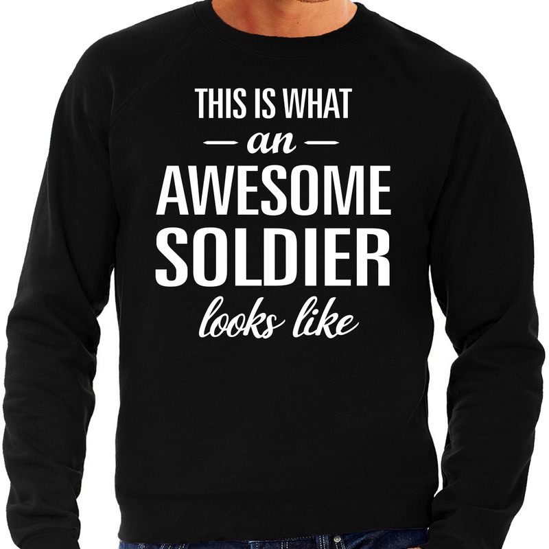 Awesome soldier - soldaat cadeau sweater zwart heren