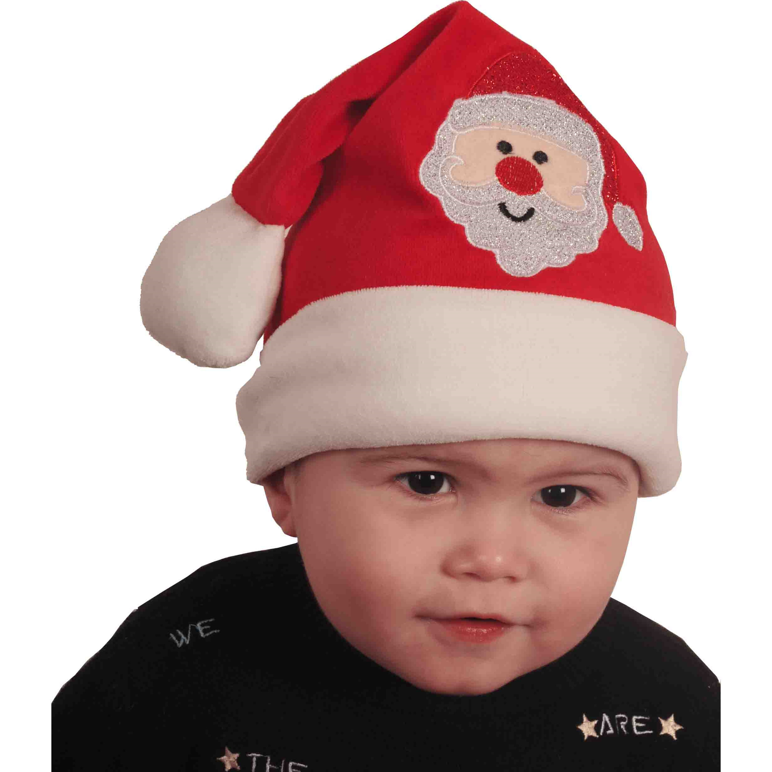 Baby kerstmuts rood met kerstman polyester voor baby-peuter 12-24 maanden