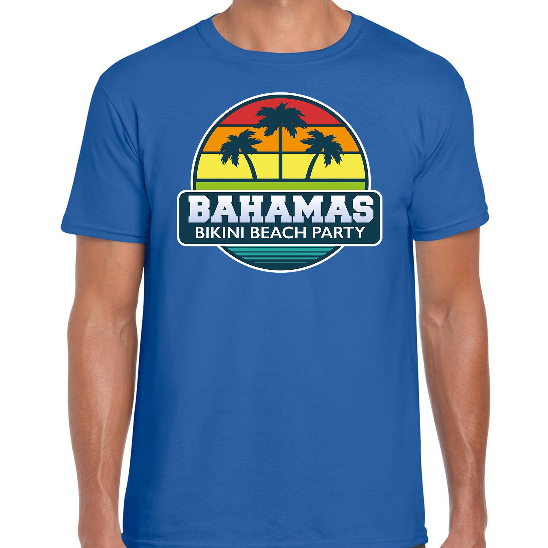 Bahamas zomer t-shirt - shirt Bahamas bikini beach party blauw voor heren