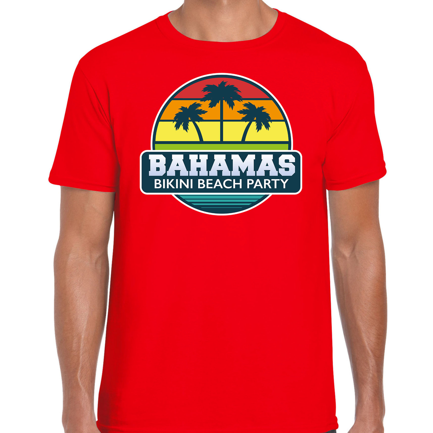 Bahamas zomer t-shirt - shirt Bahamas bikini beach party rood voor heren