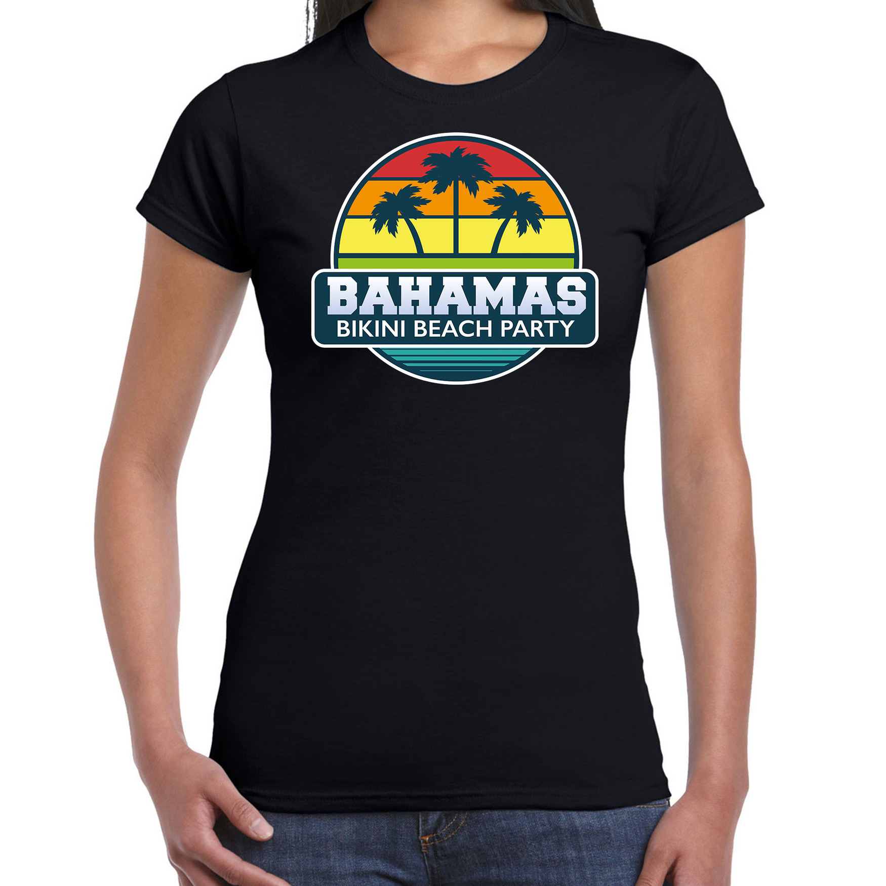 Bahamas zomer t-shirt - shirt Bahamas bikini beach party zwart voor dames