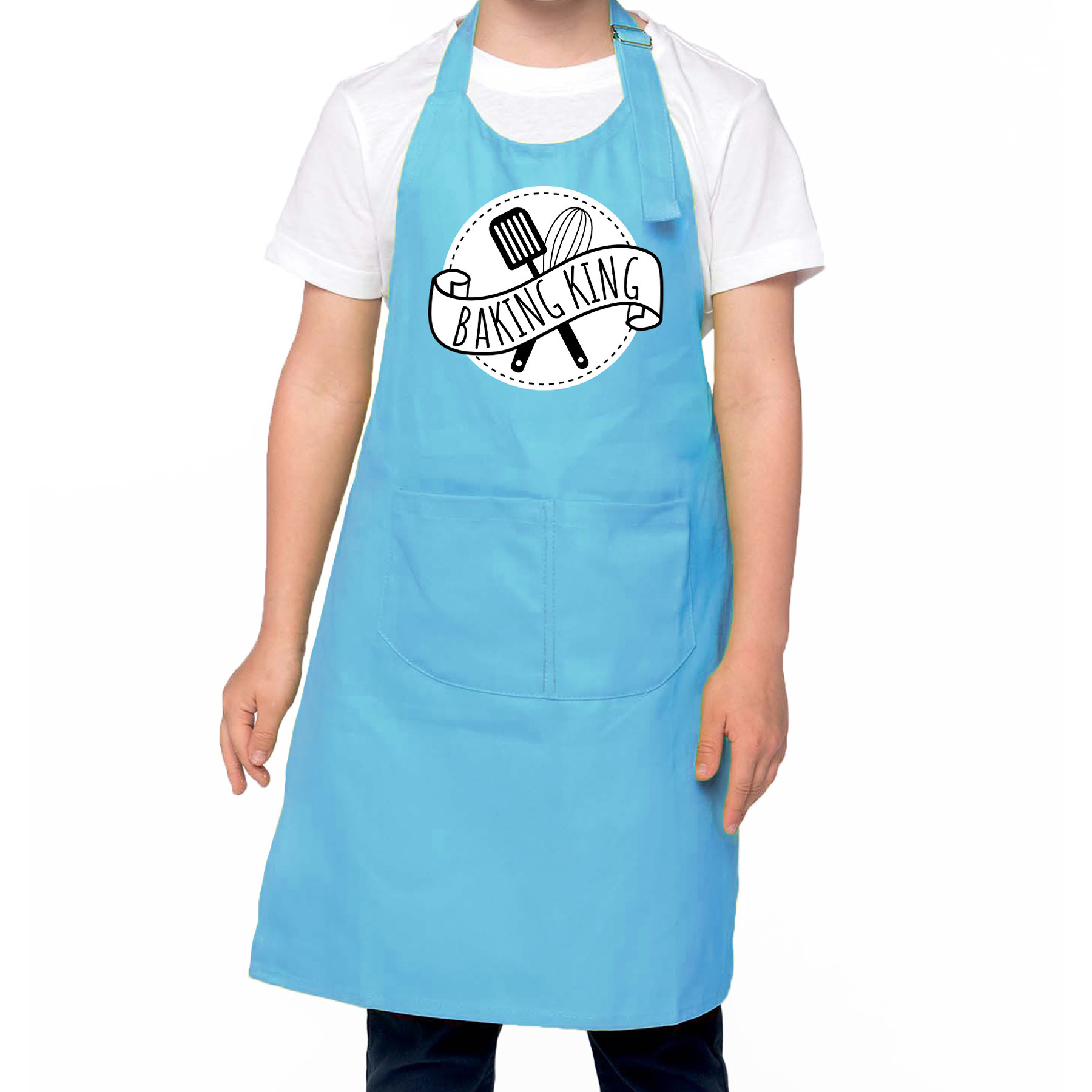 Baking King bak keukenschort/ kinderschort blauw voor jongens - Bakken met kinderen