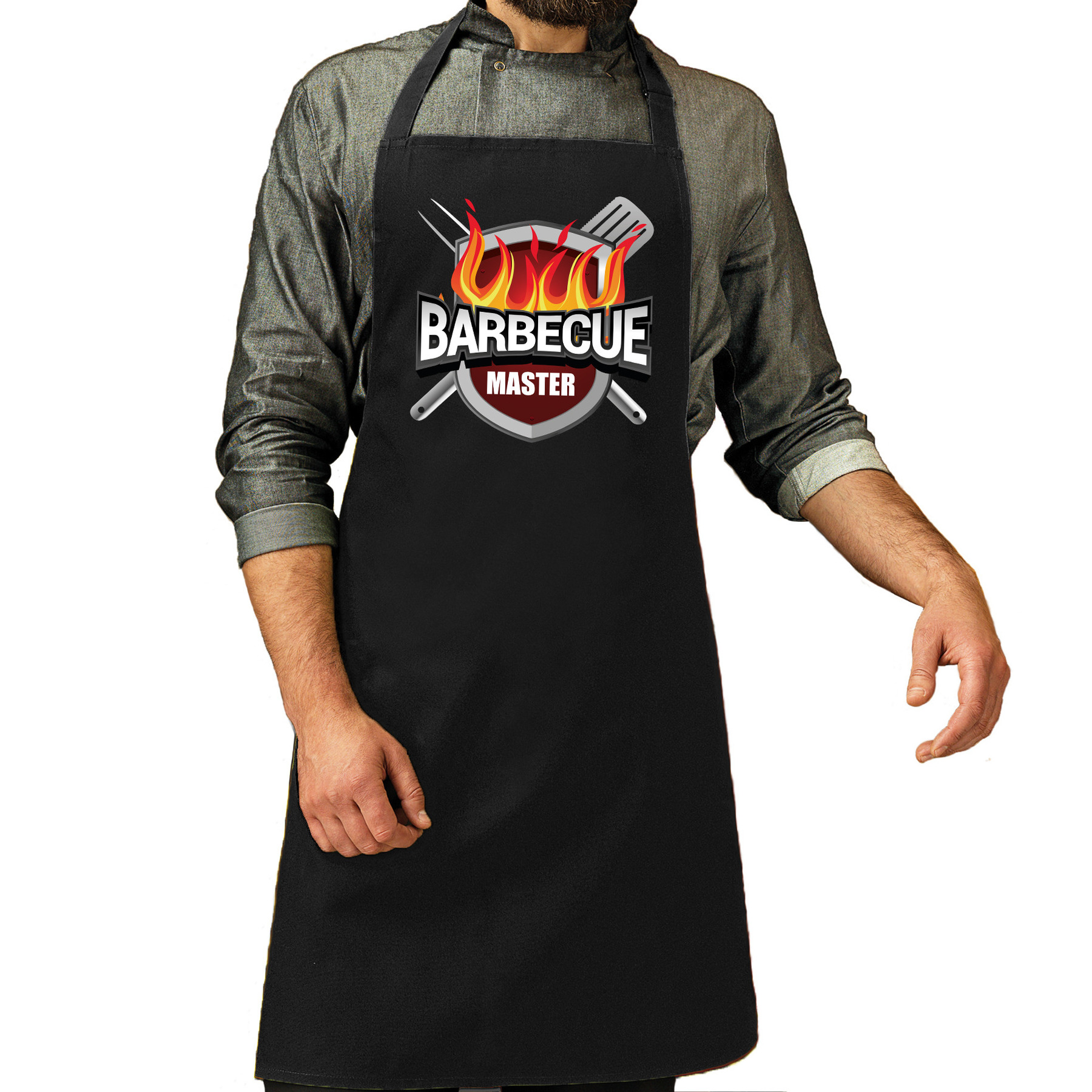 Barbecue master bbq schort - keukenschort zwart heren