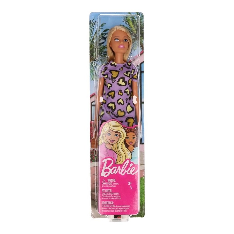 Barbie pop blondine met lilapaarse jurk speelgoed