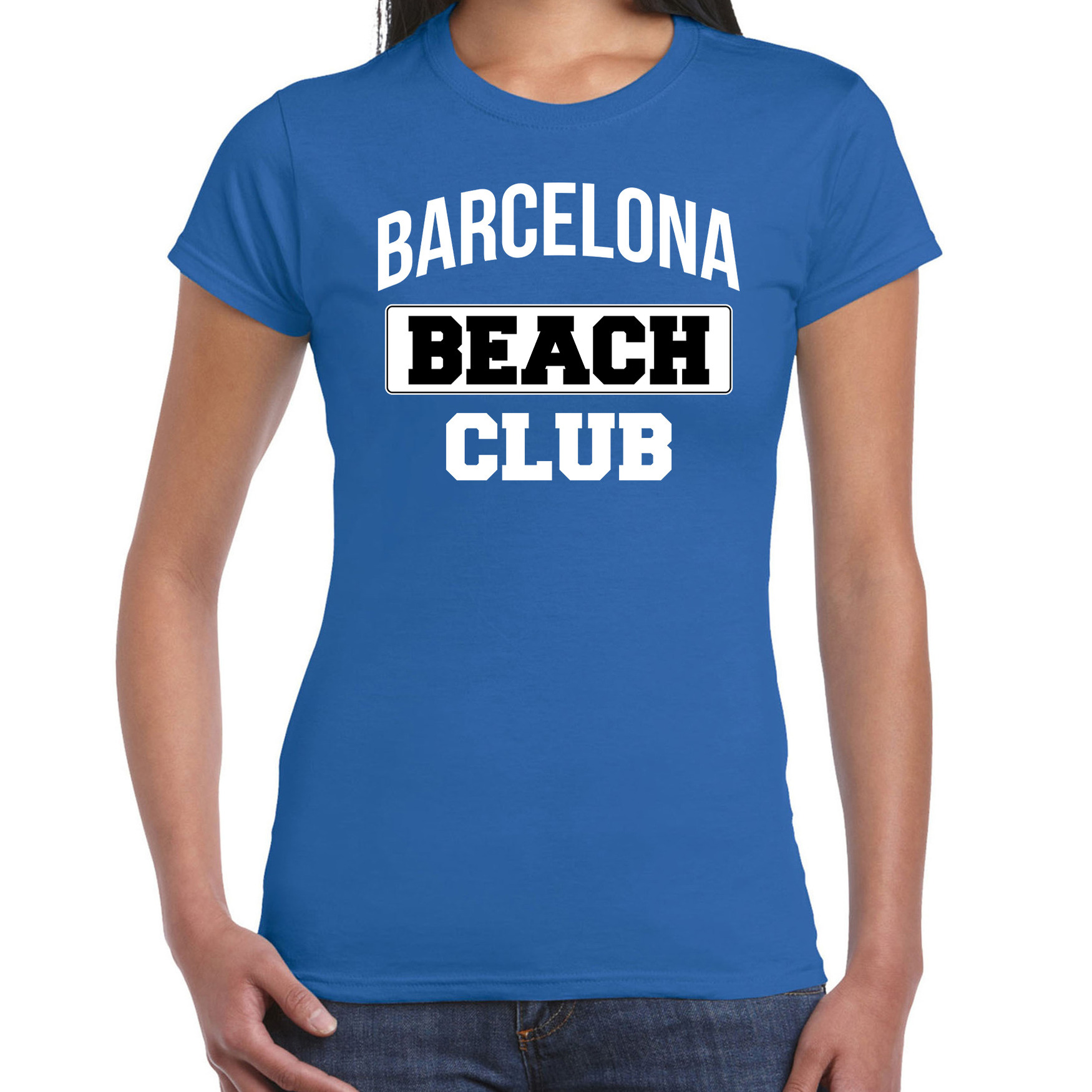 Barcelona beach club zomer t-shirt blauw voor dames