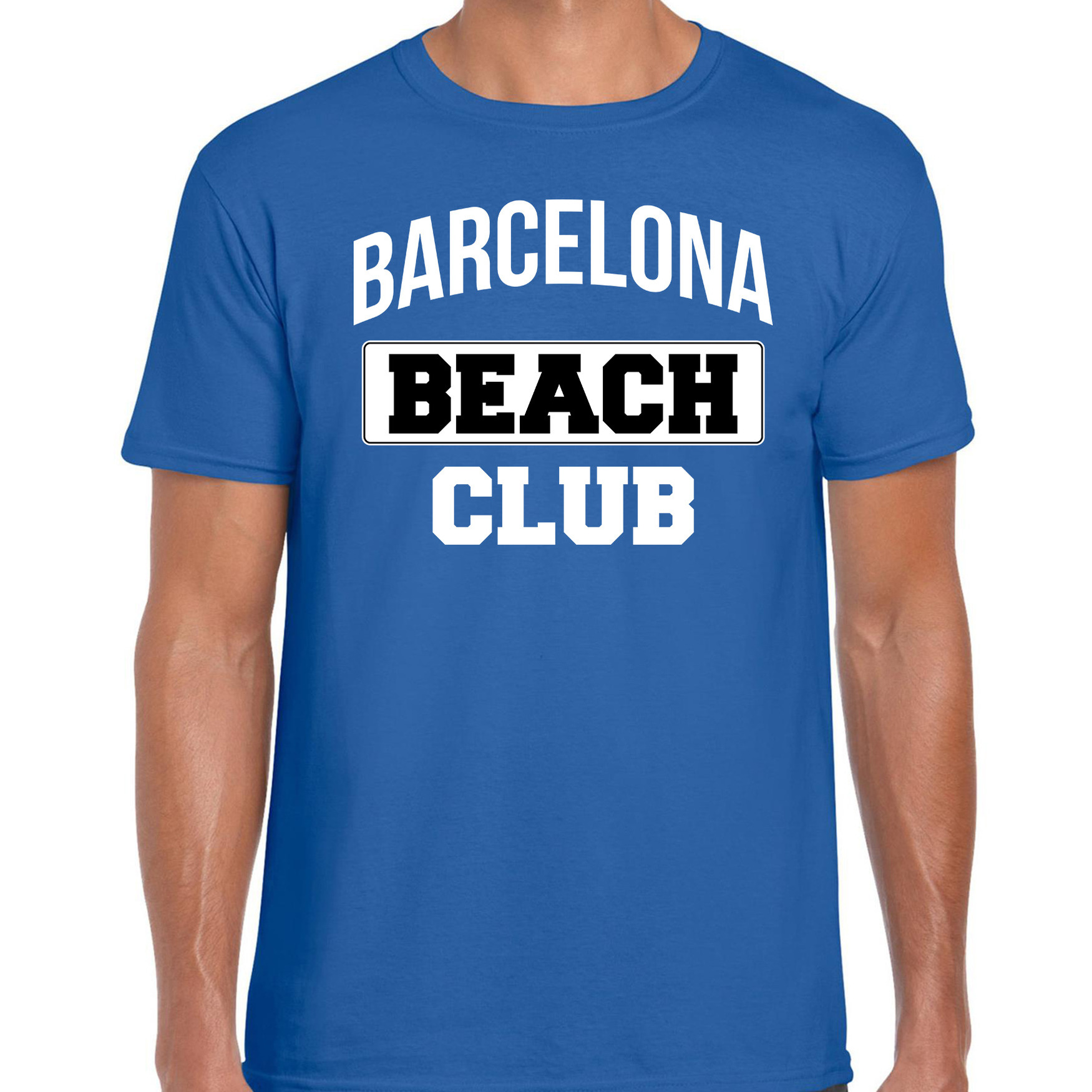 Barcelona beach club zomer t-shirt blauw voor heren