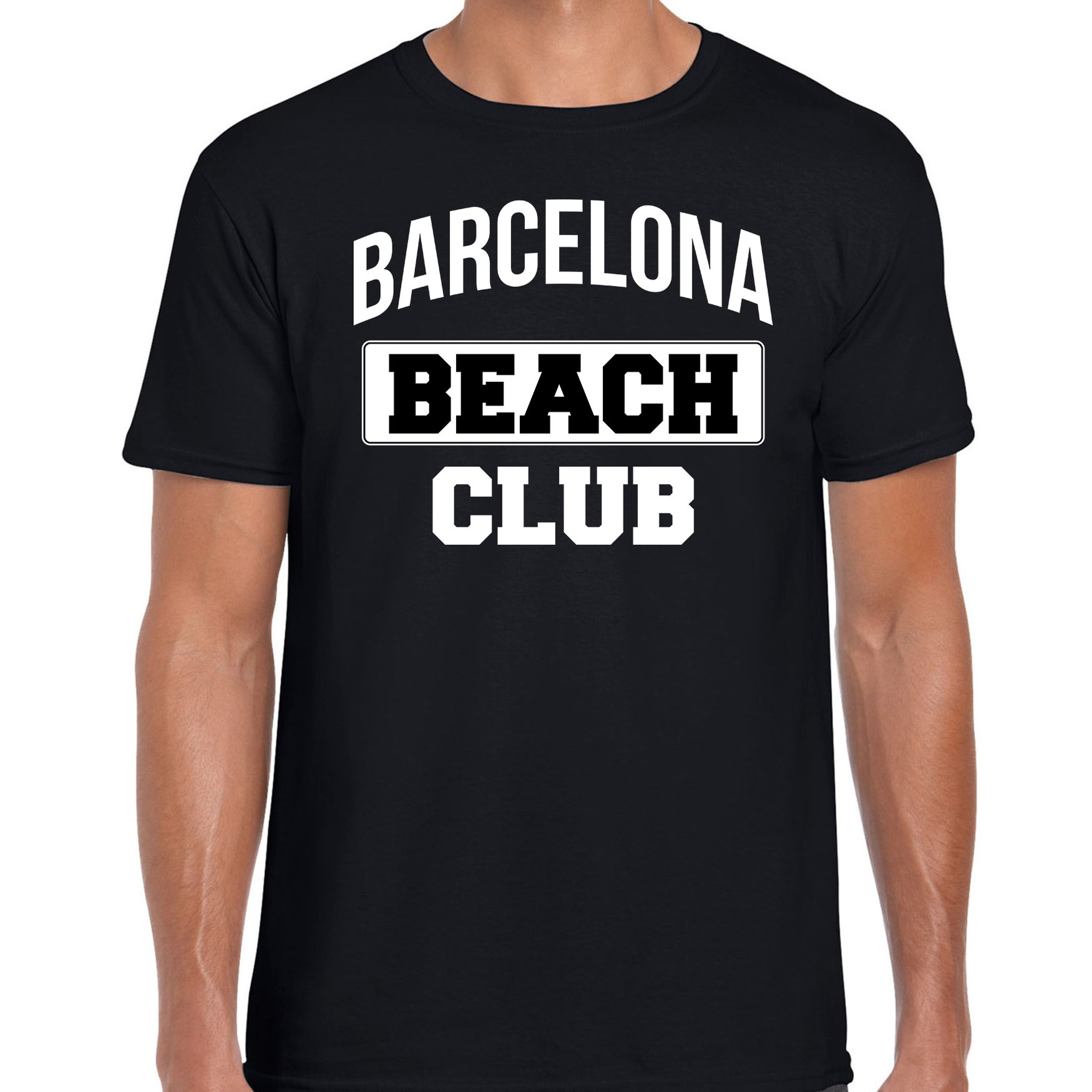 Barcelona beach club zomer t-shirt zwart voor heren