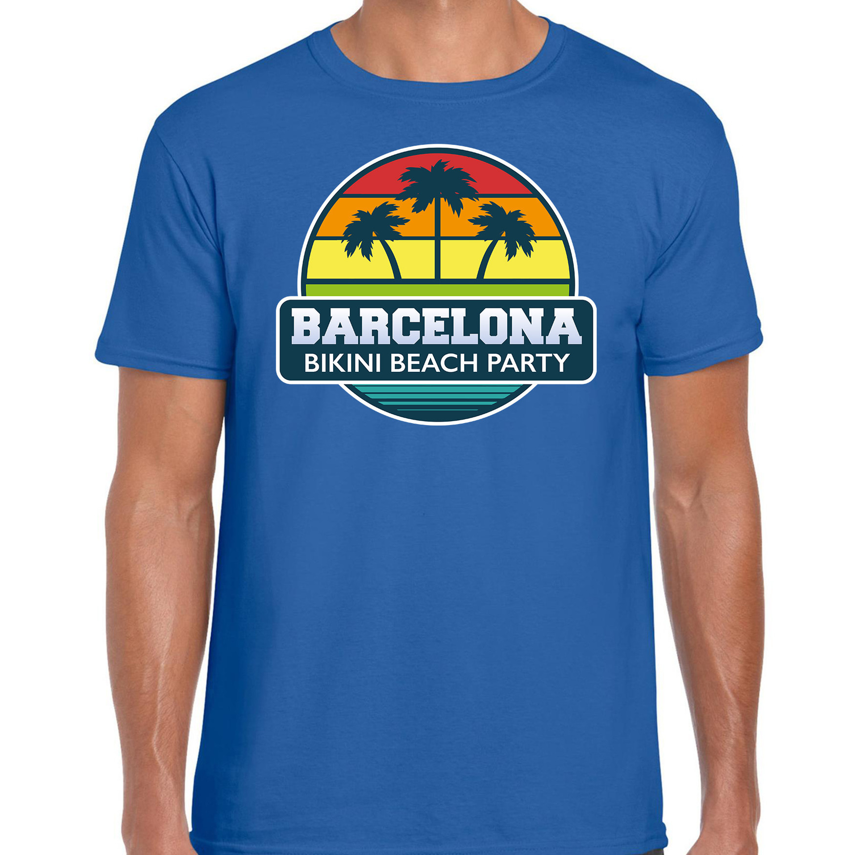 Barcelona zomer t-shirt-shirt Barcelona bikini beach party blauw voor heren