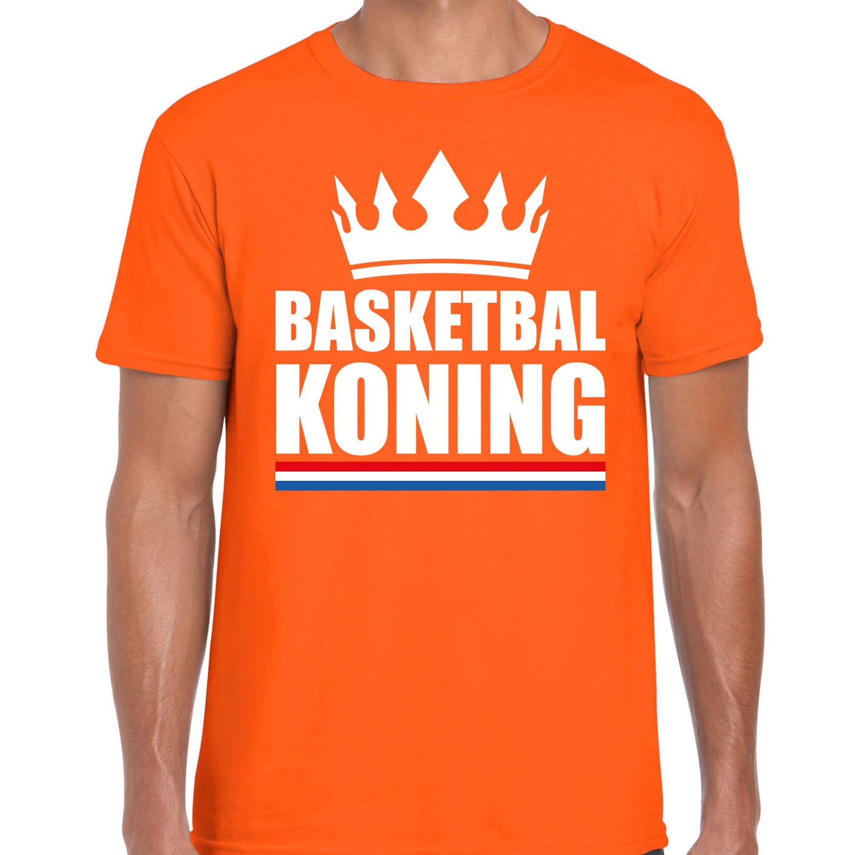 Basketbal koning t-shirt oranje heren - Sport - hobby shirts