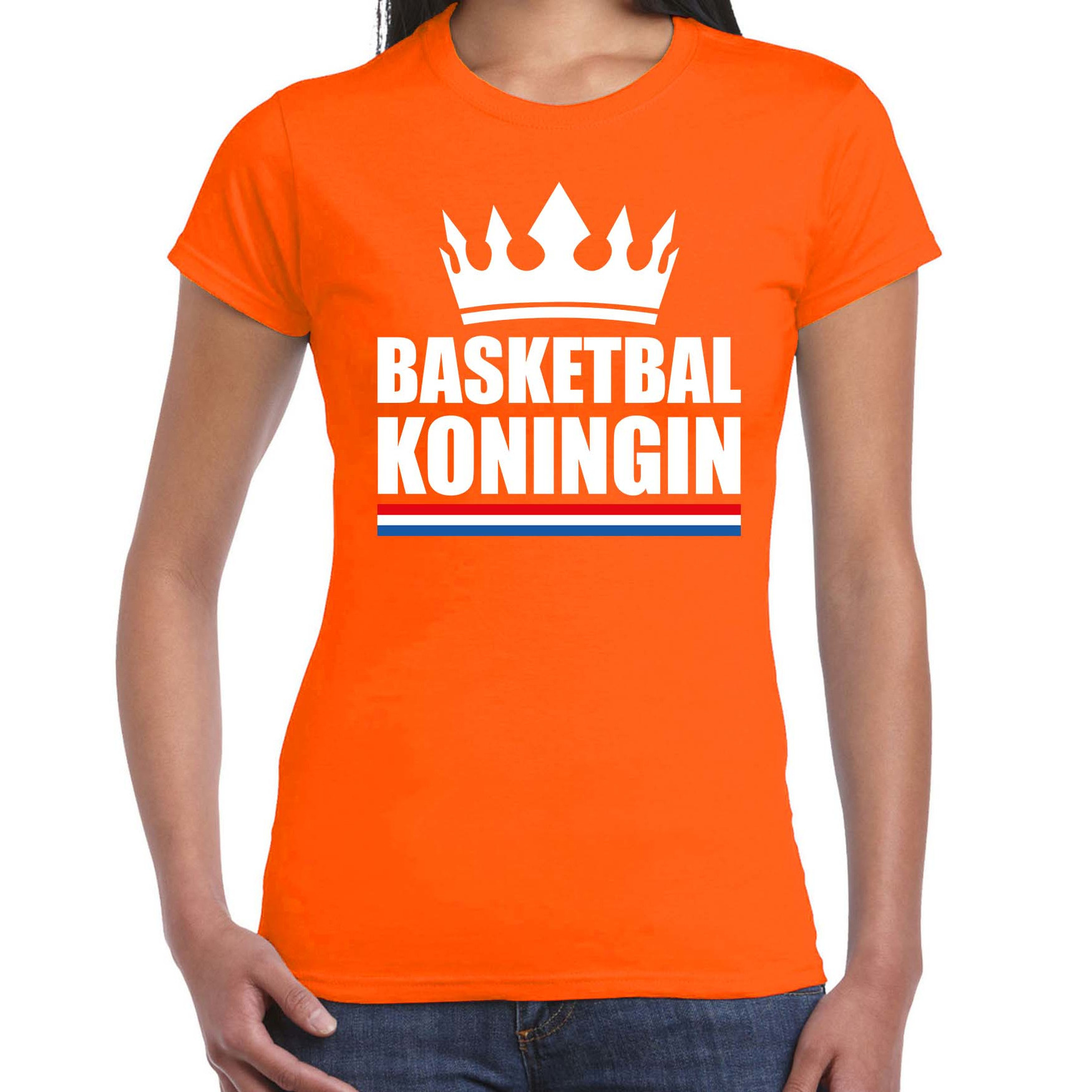 Basketbal koningin t-shirt oranje dames - Sport - hobby shirts