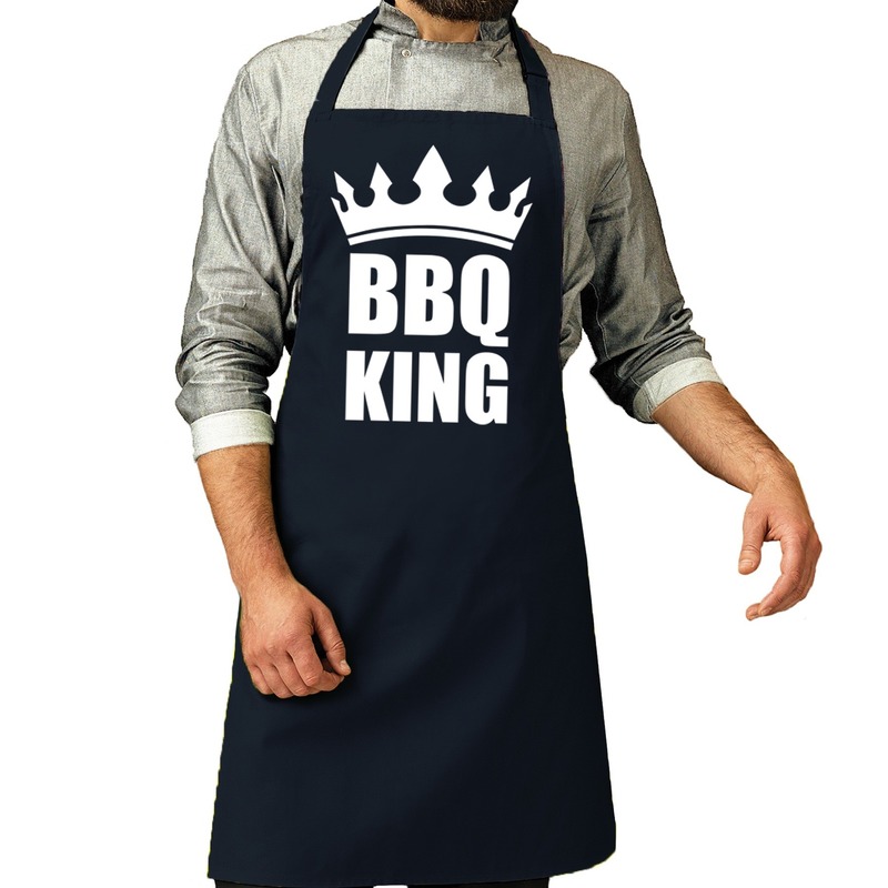 BBQ King barbeque schort - keukenschort navy voor heren