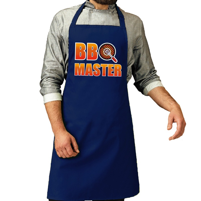 BBQ Master barbeque schort /keukenschort kobalt blauw voor heren