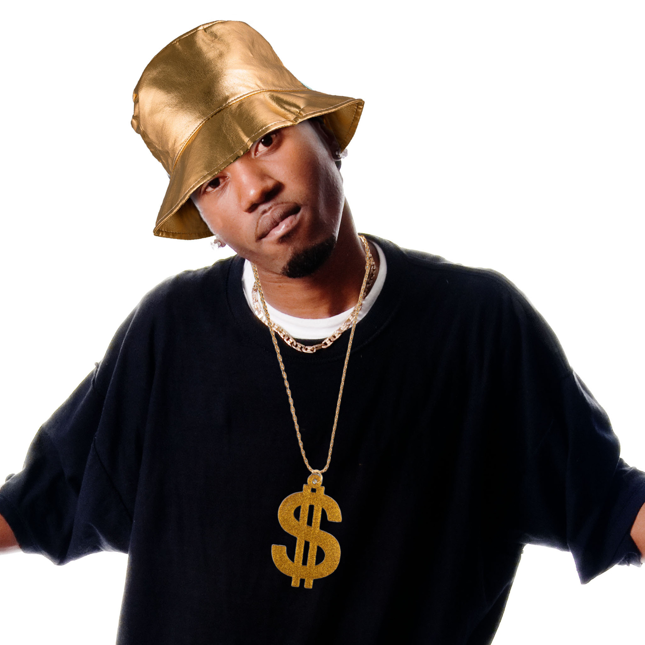 Bekende rapper Cool Dogg verkleedset - dollar ketting/gouden pet - voor volwassenen
