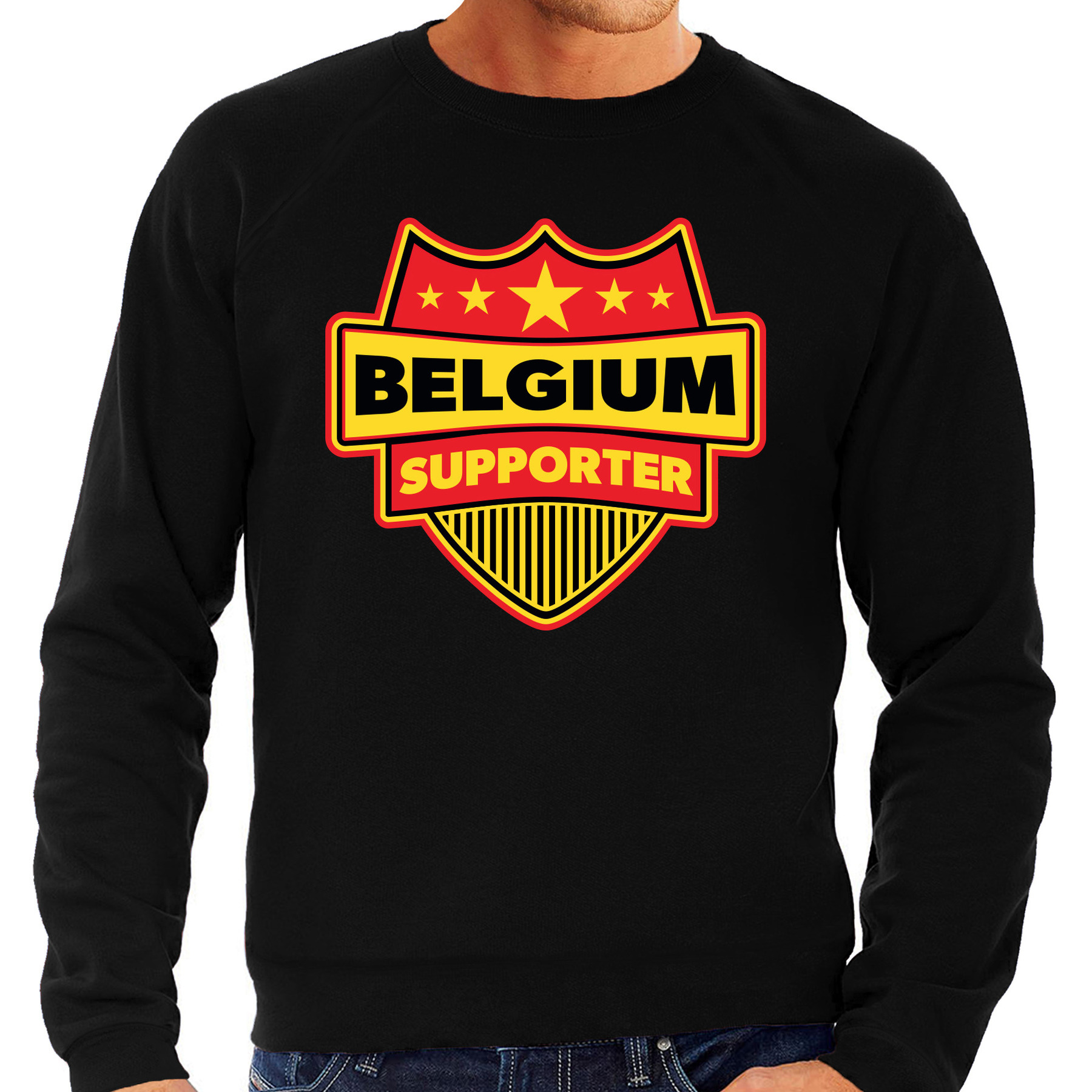 Belgie - Belgium schild supporter sweater zwart voor heren