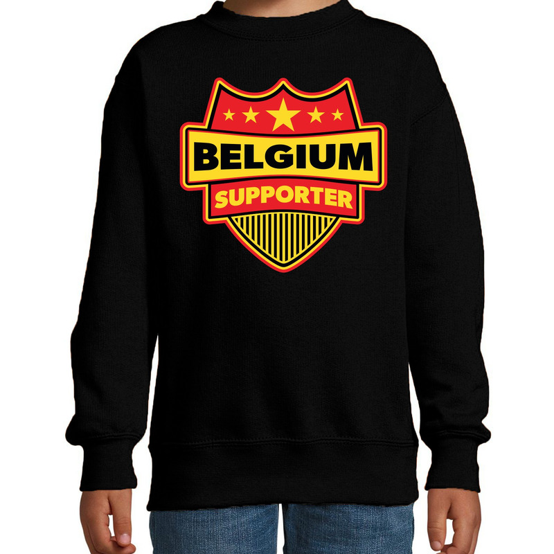 Belgie - Belgium schild supporter sweater zwart voor kinderen