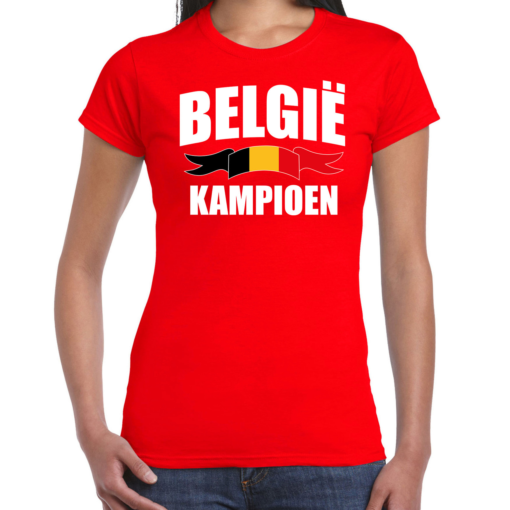 Belgie kampioen supporter t-shirt rood EK/ WK voor dames
