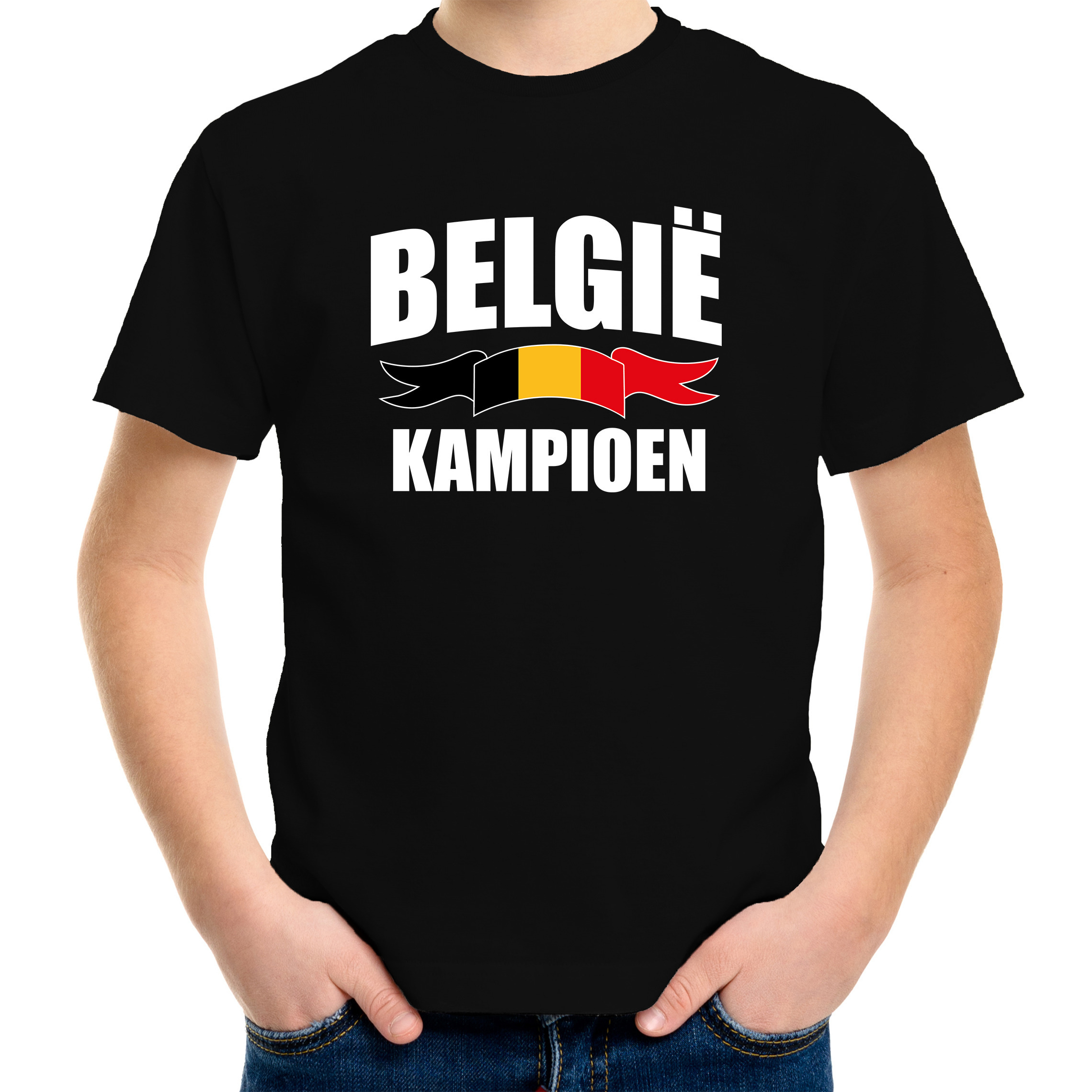 Belgie kampioen supporter t-shirt zwart EK/ WK voor kinderen